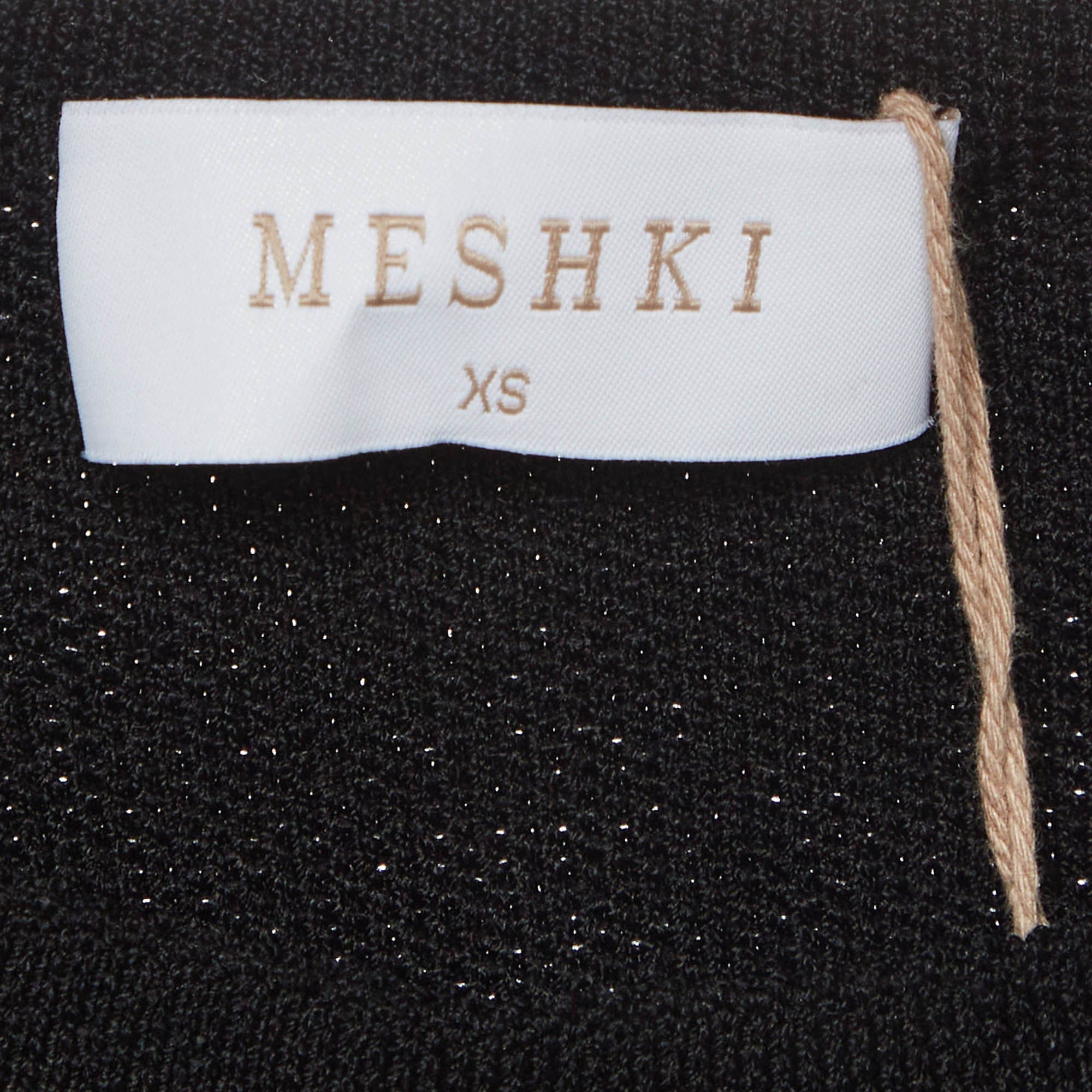 WHITE* Meshki Black/white Knit And Cotton Ruffle Mini Dress