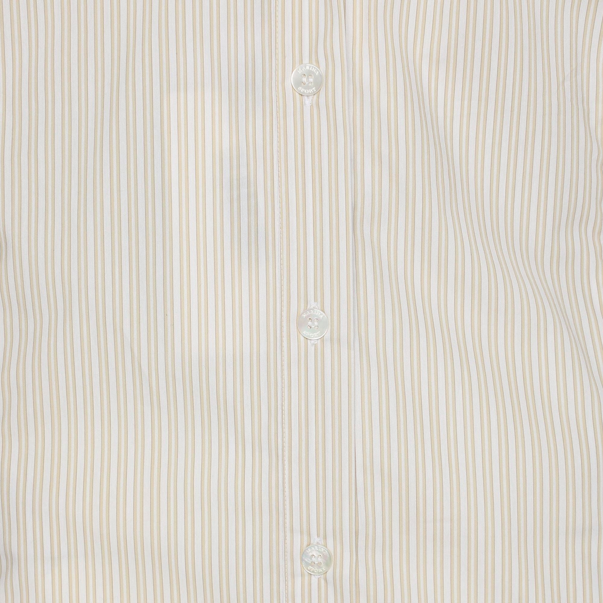 Marina Rinaldi Marina Sport By Marina Rinaldi Beige Stripe Cotton Blend Long Sleeve Shirt