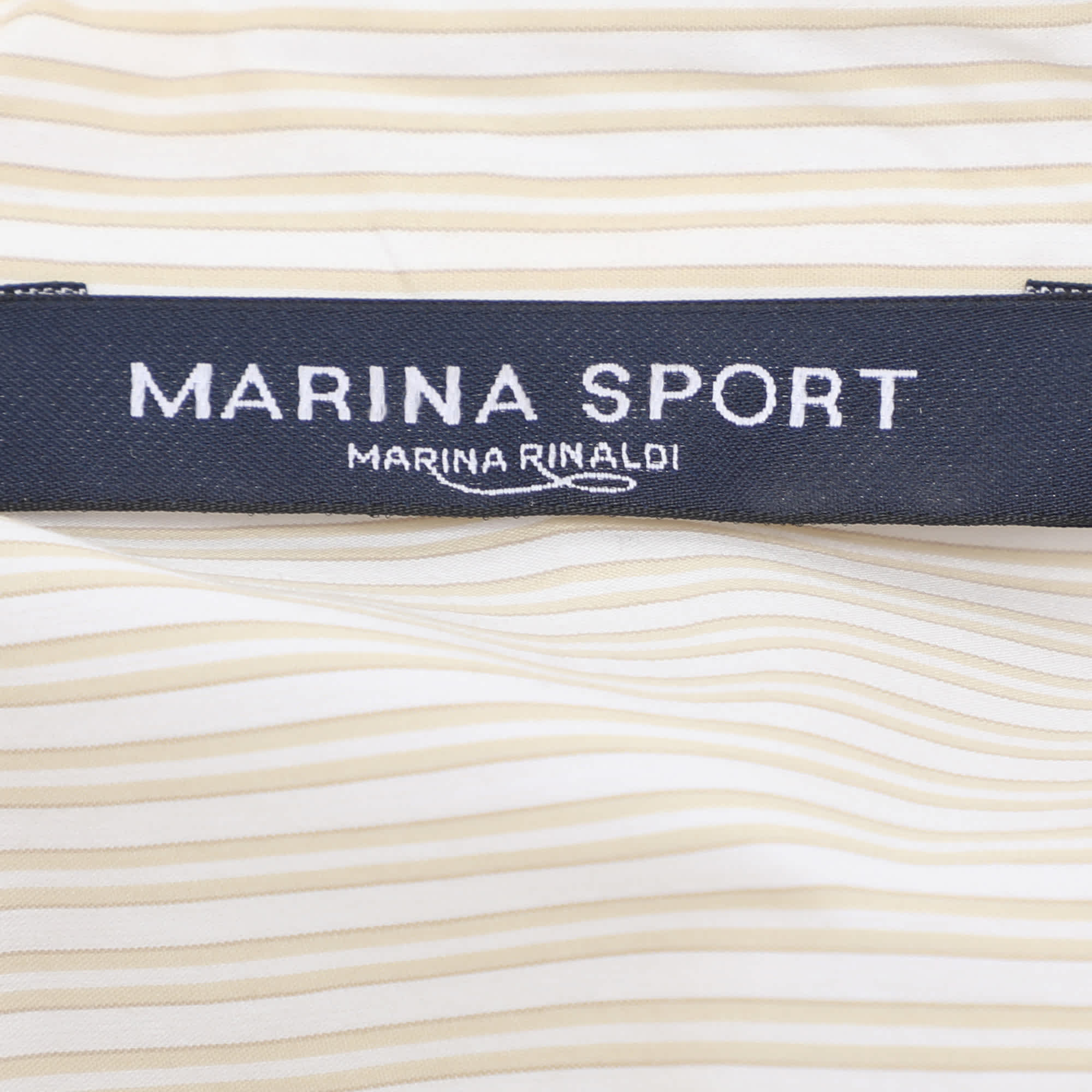 Marina Rinaldi Marina Sport By Marina Rinaldi Beige Stripe Cotton Blend Long Sleeve Shirt