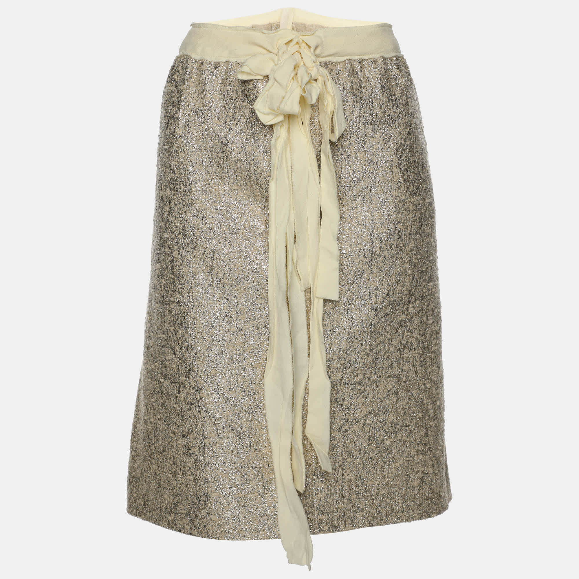 BLEND Cheap And Chic Gold/cream Lurex Blend Midi Skirt