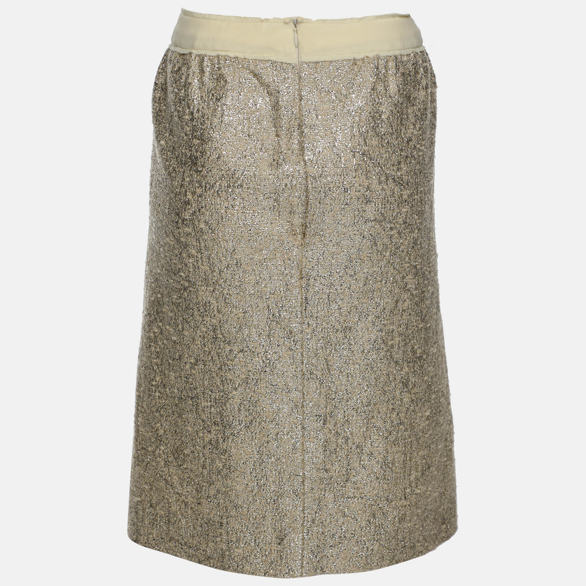 BLEND Cheap And Chic Gold/cream Lurex Blend Midi Skirt