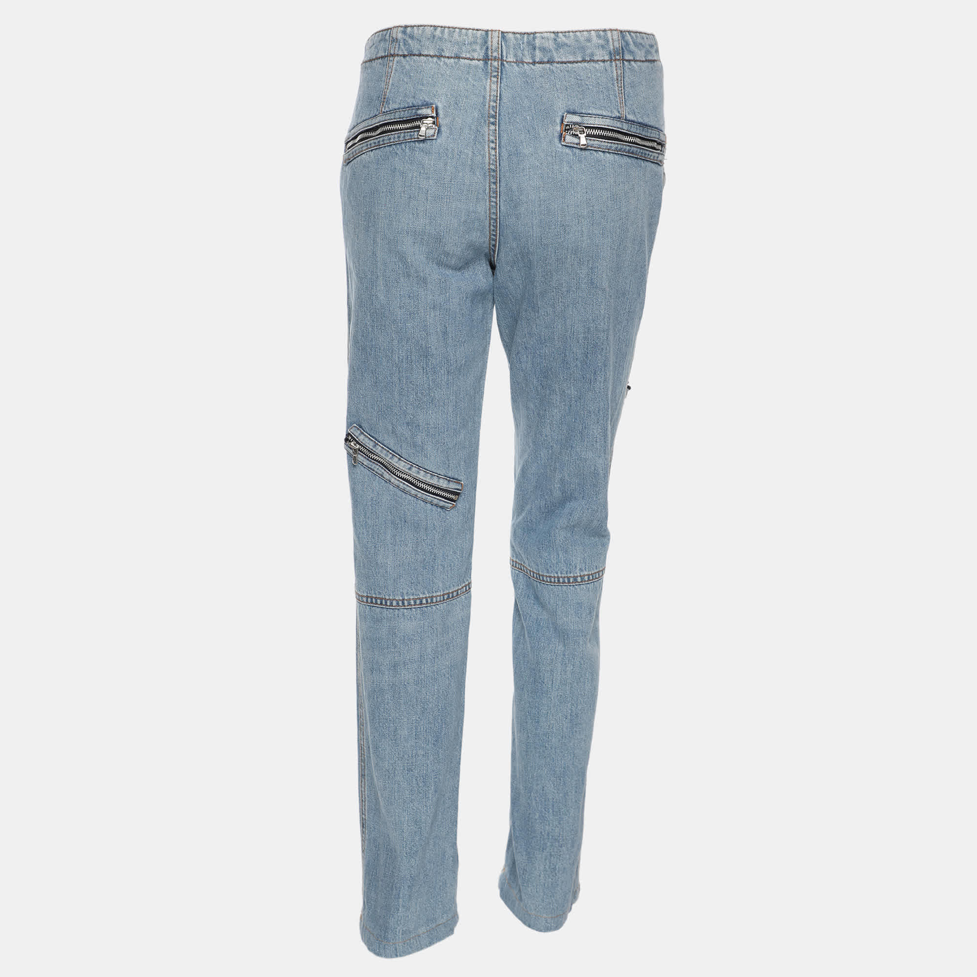 Emilio Pucci Faded Blue Denim Zip Detail Jeans