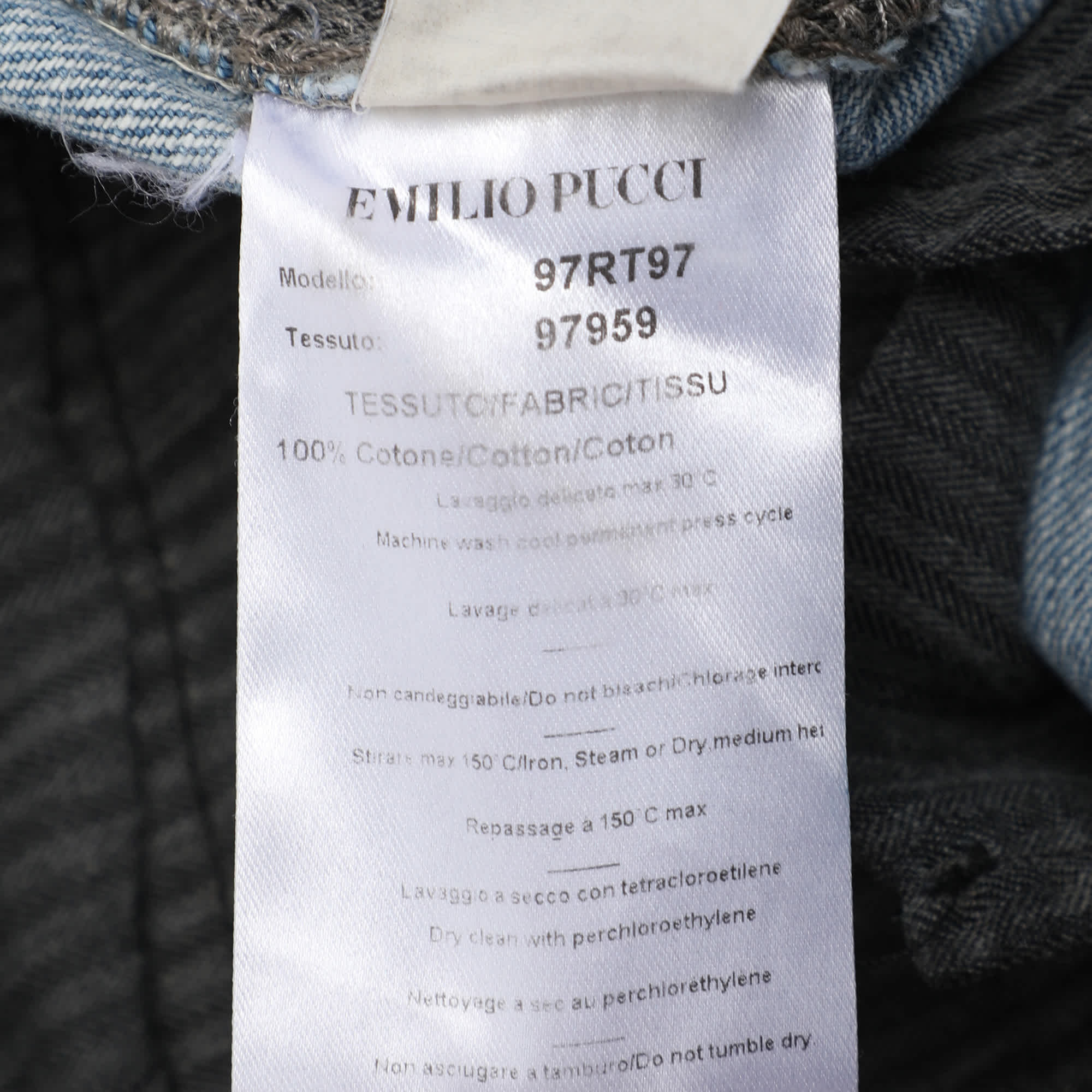 Emilio Pucci Faded Blue Denim Zip Detail Jeans