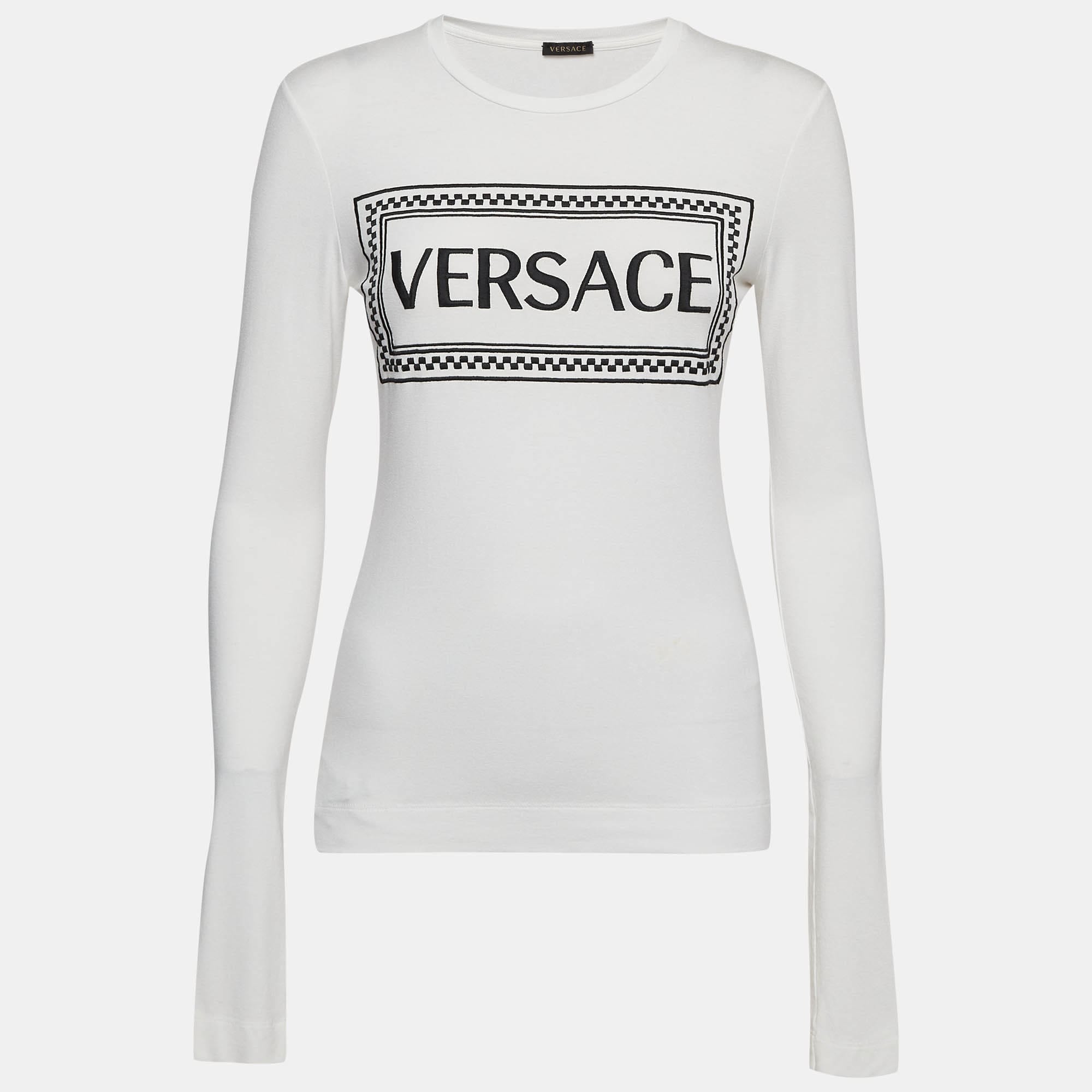White Logo Print Jersey Long Sleeve T - Shirt