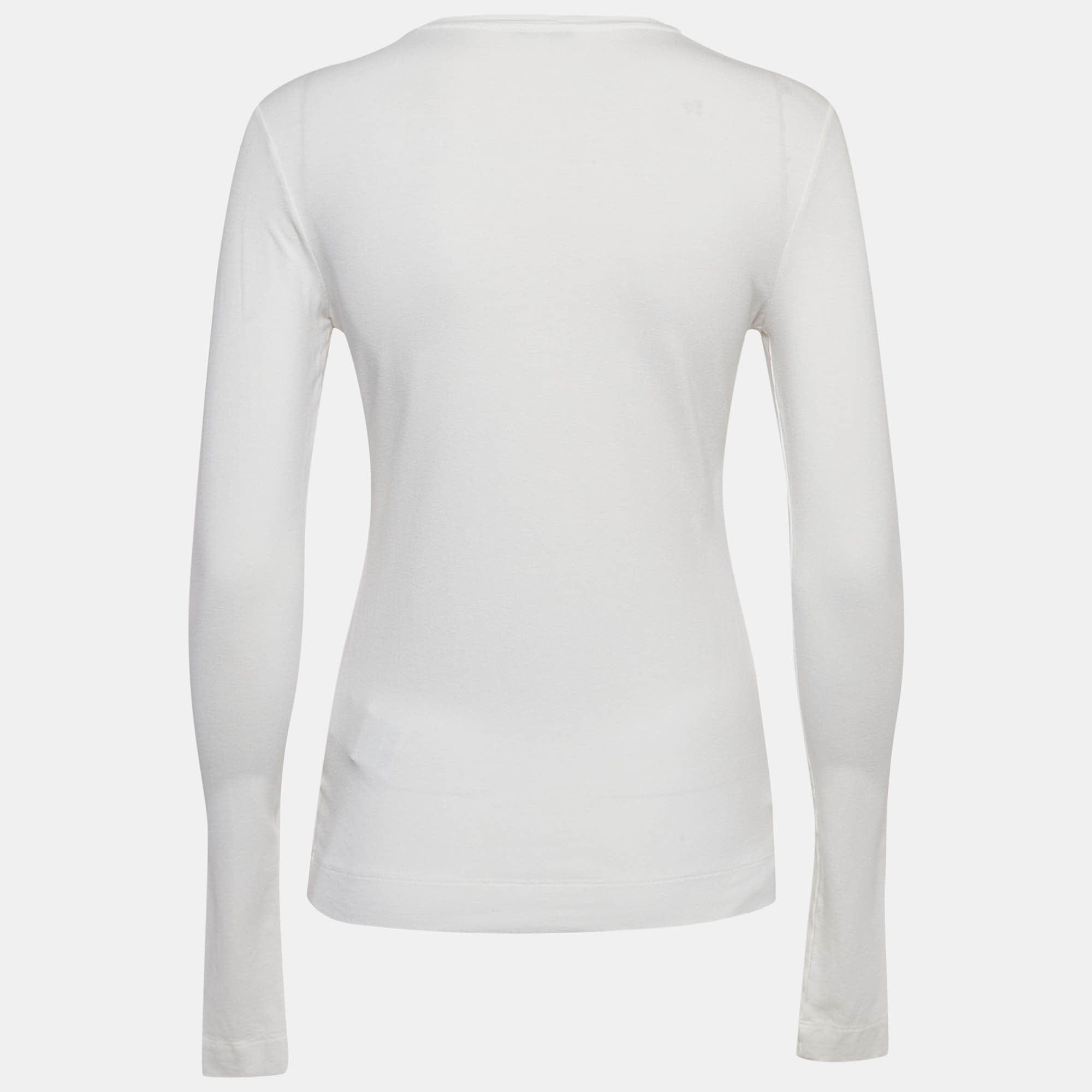 White Logo Print Jersey Long Sleeve T - Shirt