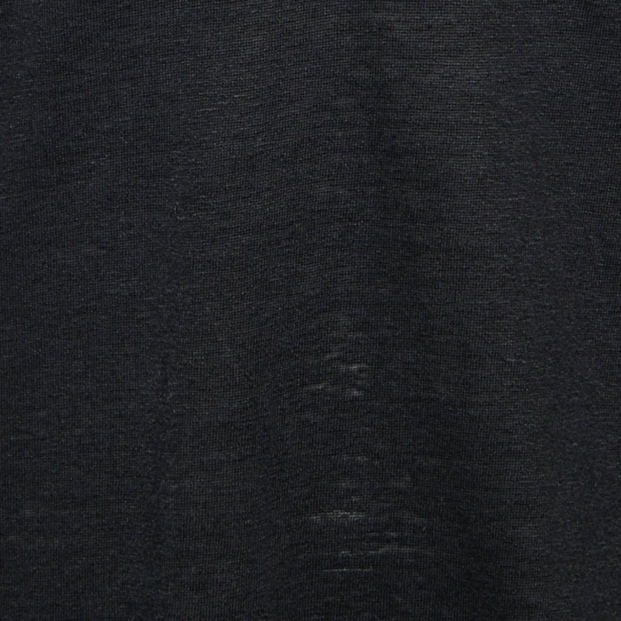 Etoile Black Linen Knit V - Neck T - Shirt