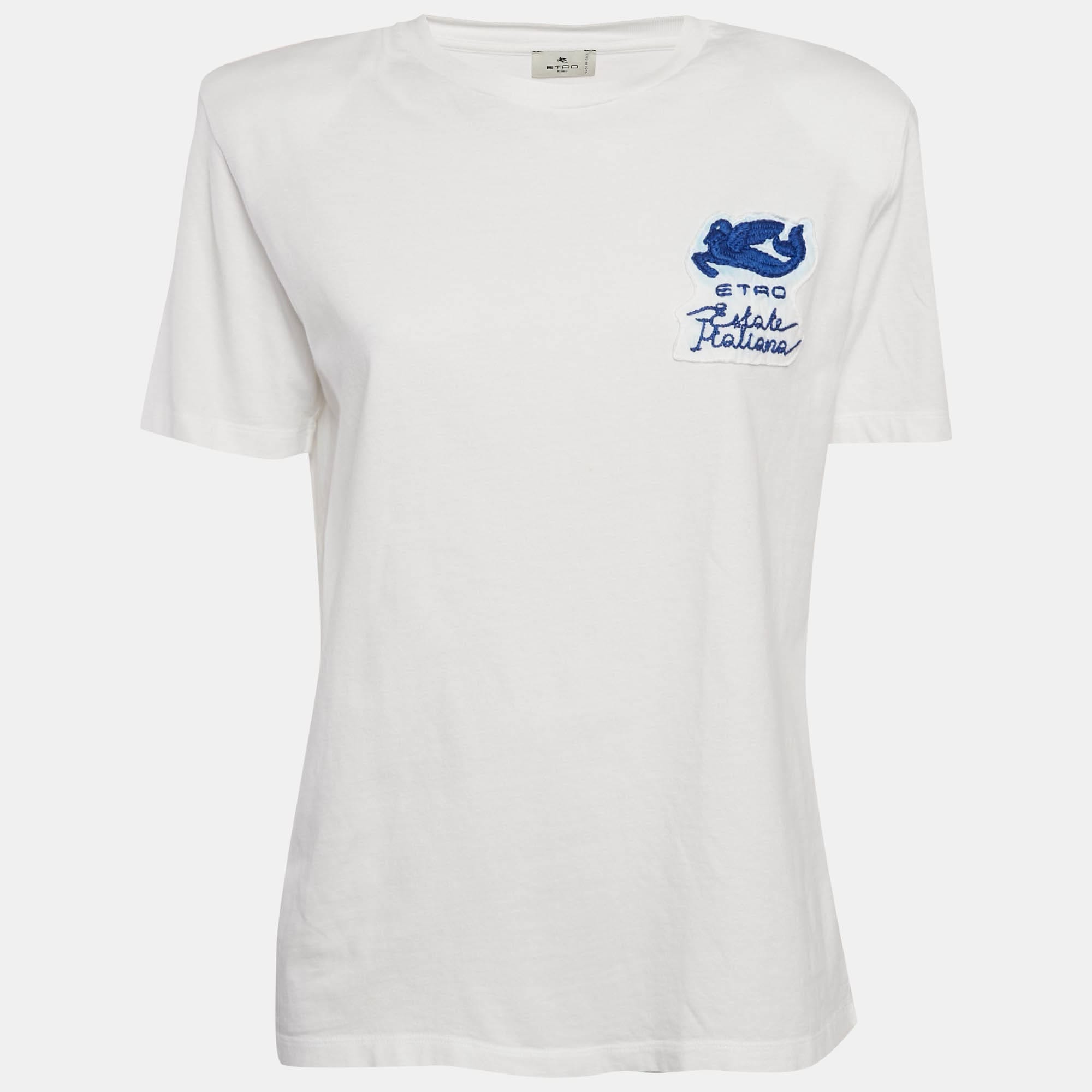 White Applique Jersey Structured Shoulder T - Shirt
