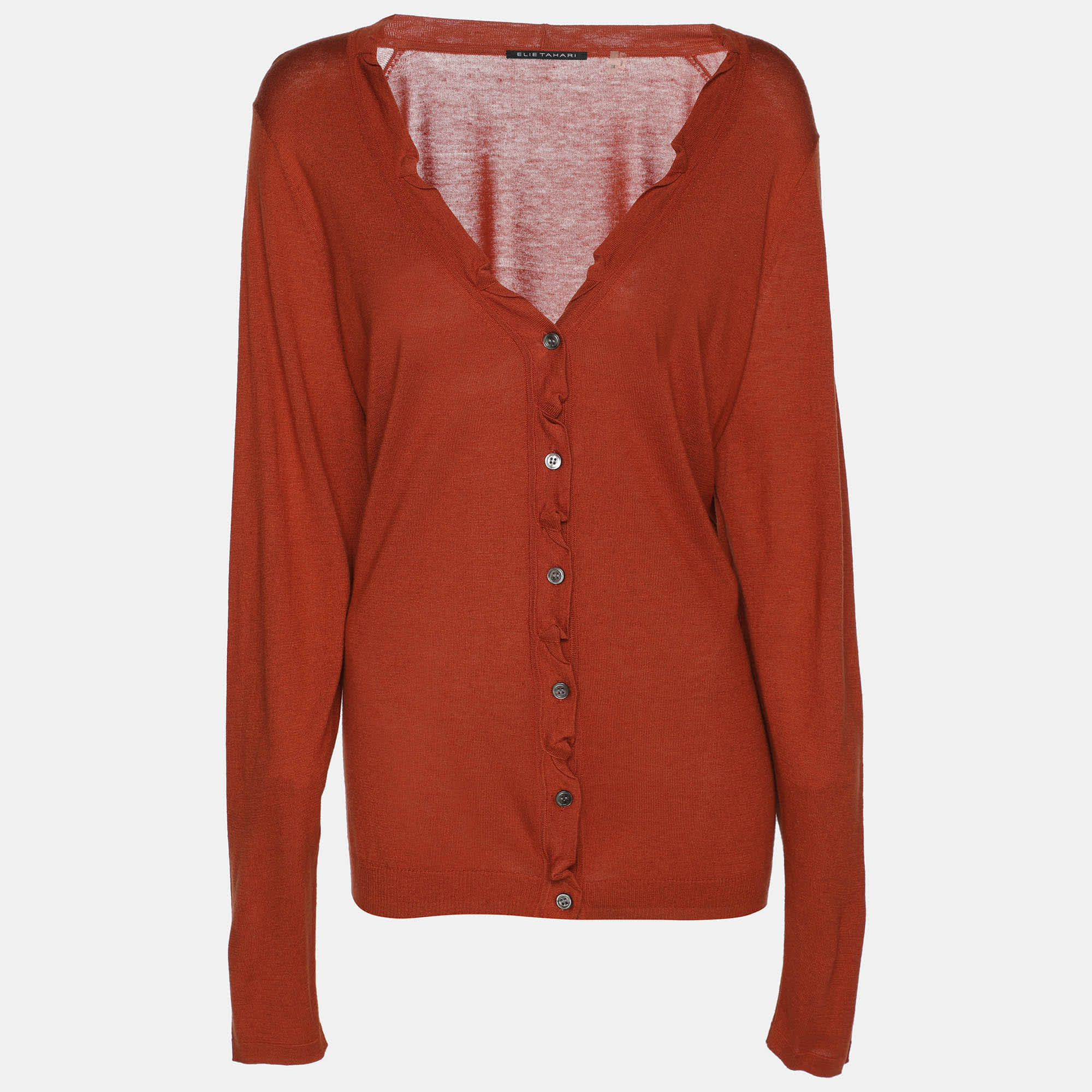 Elie Tahari Bronze Stretch Knit Sammy Long Sleeve Shirt