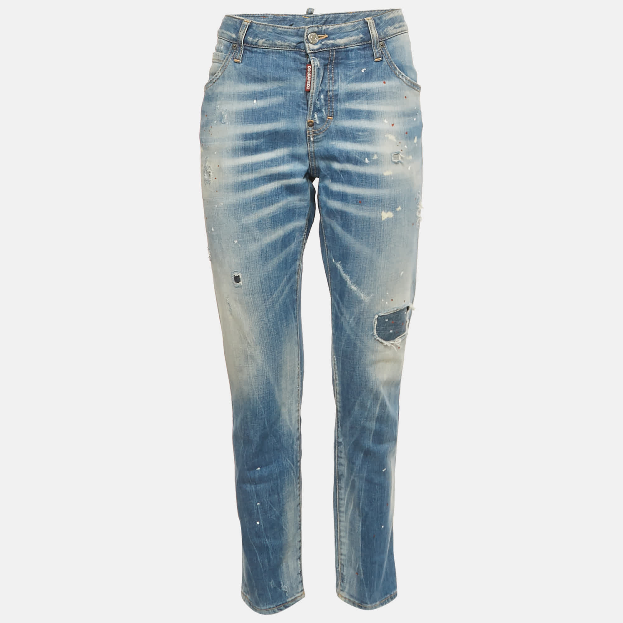 Blue Painted Denim Cool Girl Jeans L Waist 34"
