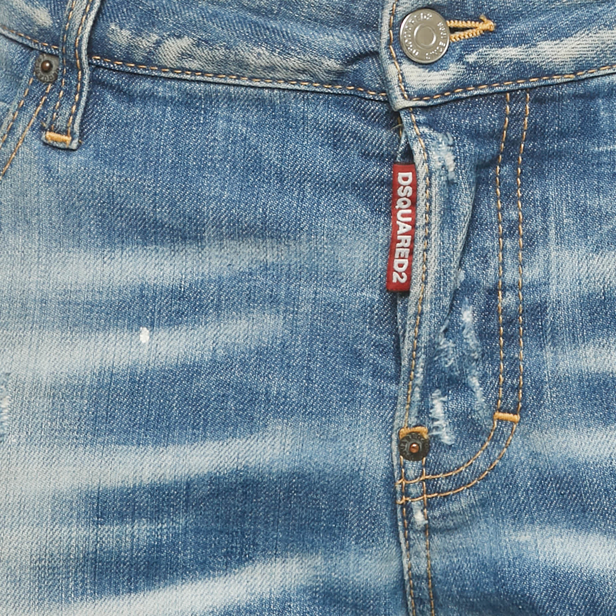 Blue Painted Denim Cool Girl Jeans L Waist 34"