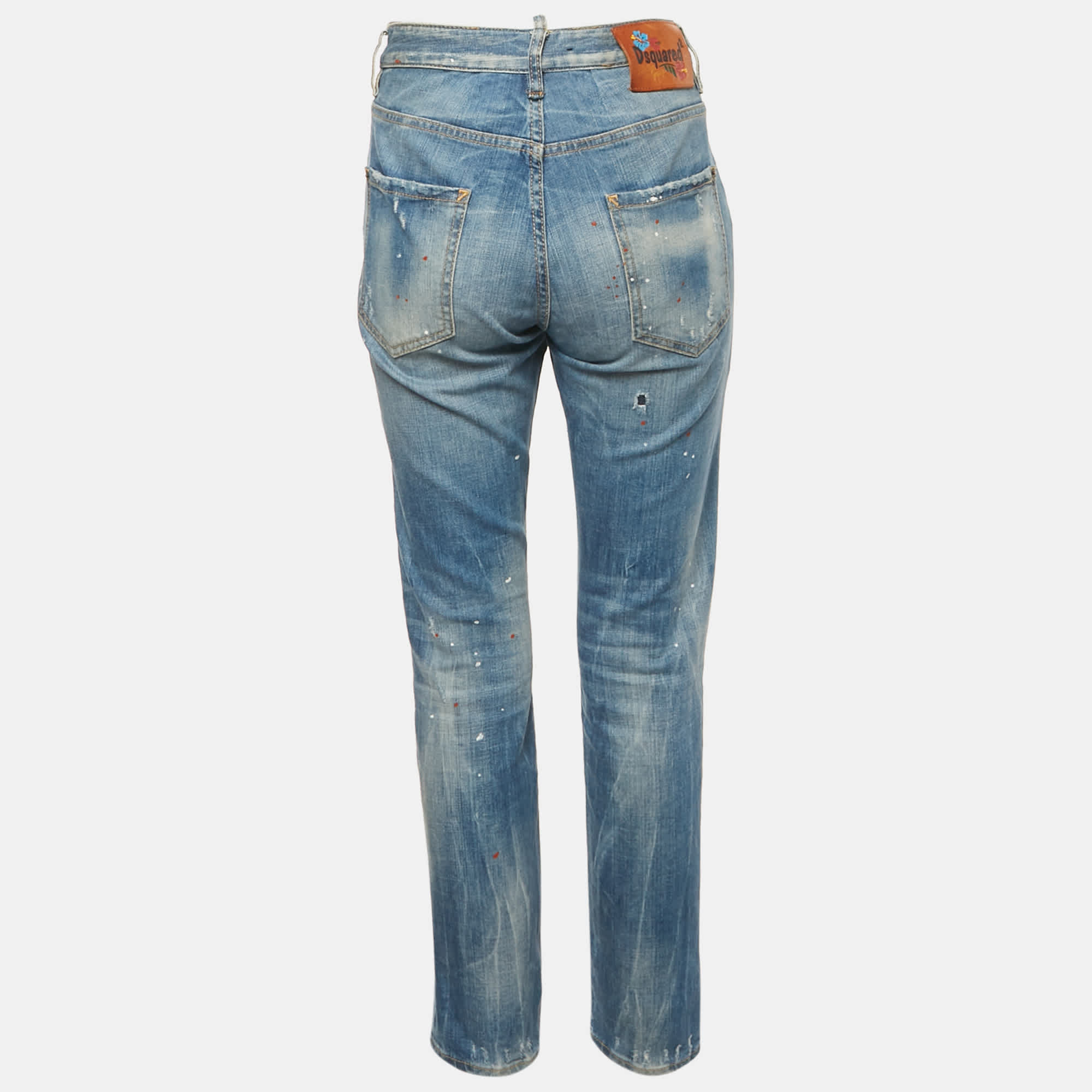 Blue Painted Denim Cool Girl Jeans L Waist 34"