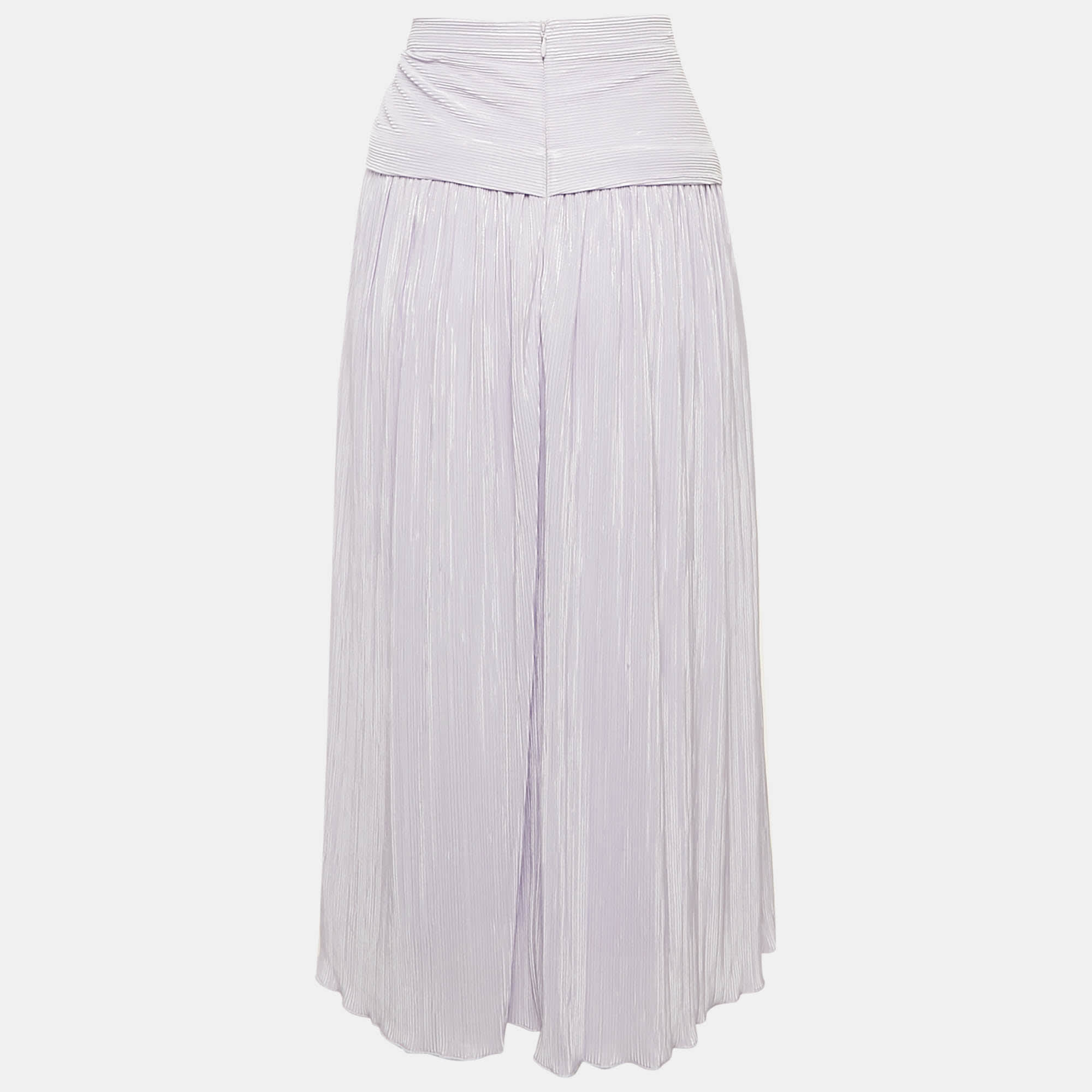 Purple Light Purple Lurex Plisse Knotted Midi Skirt
