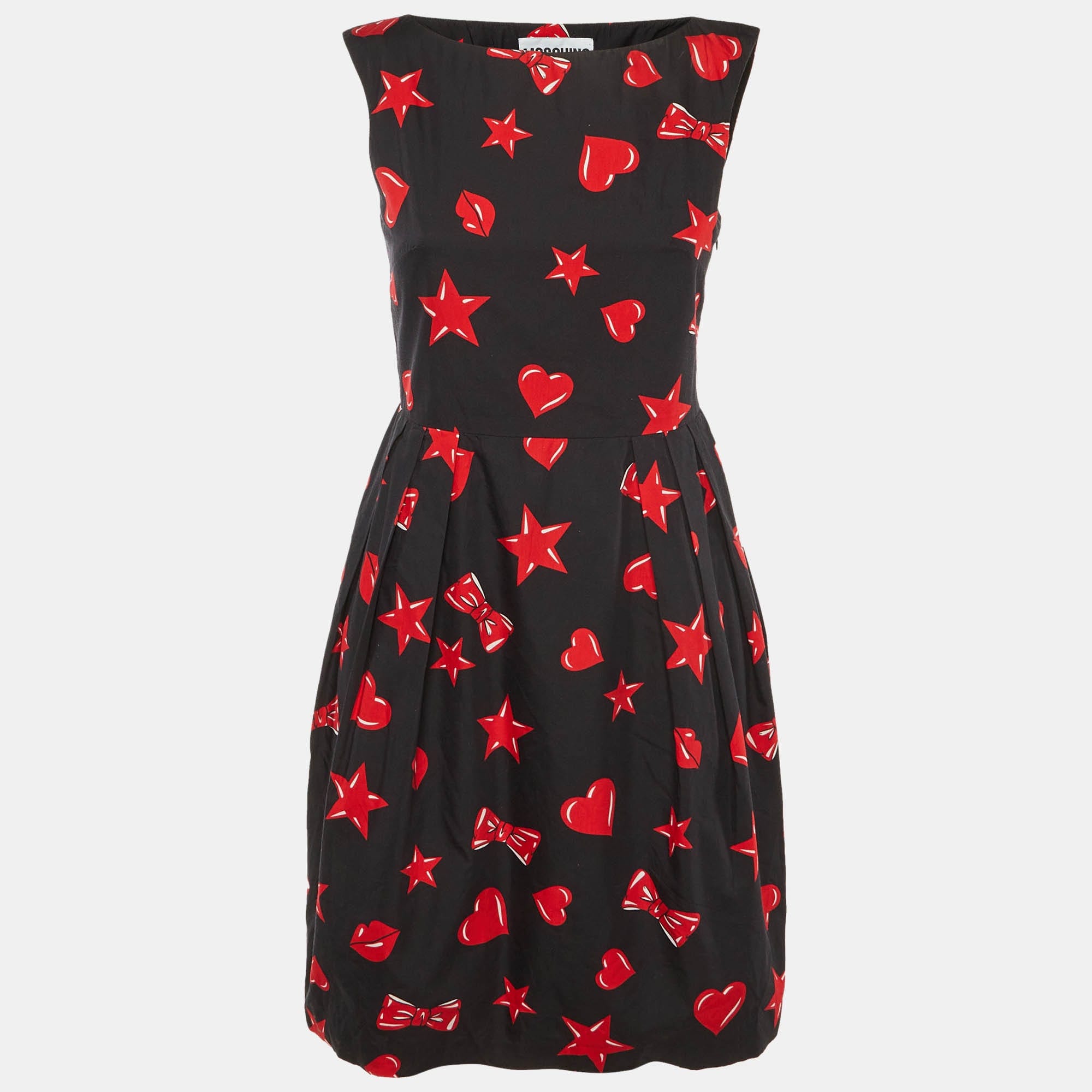 Couture Black Printed Cotton & Silk Mid Dress