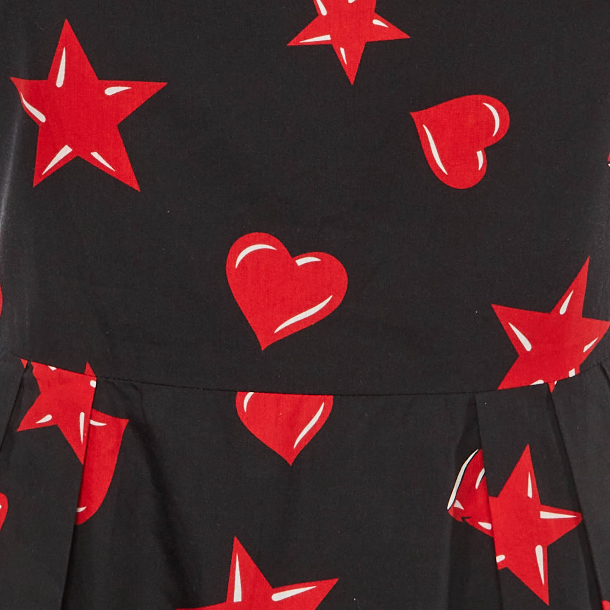 Couture Black Printed Cotton & Silk Mid Dress