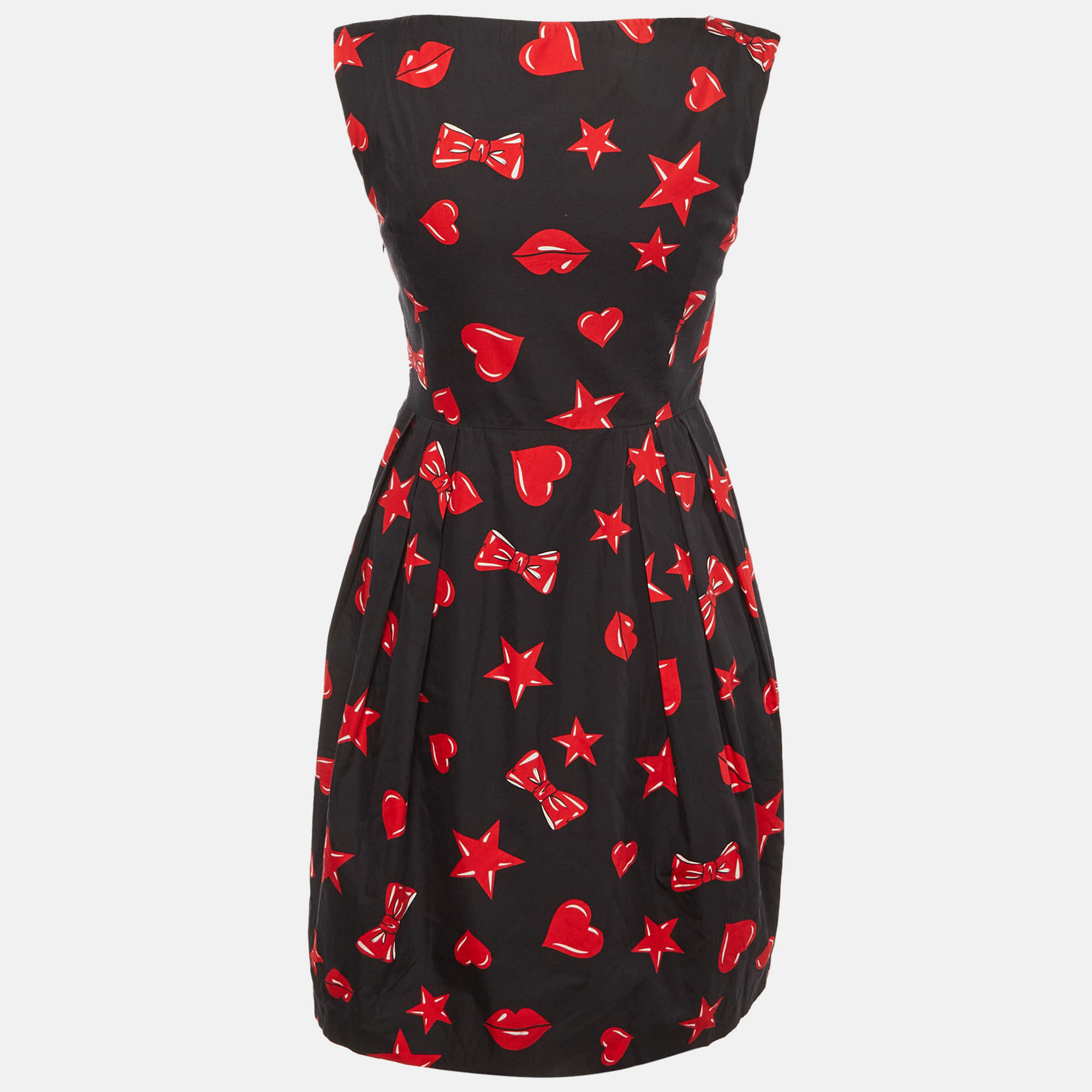 Couture Black Printed Cotton & Silk Mid Dress