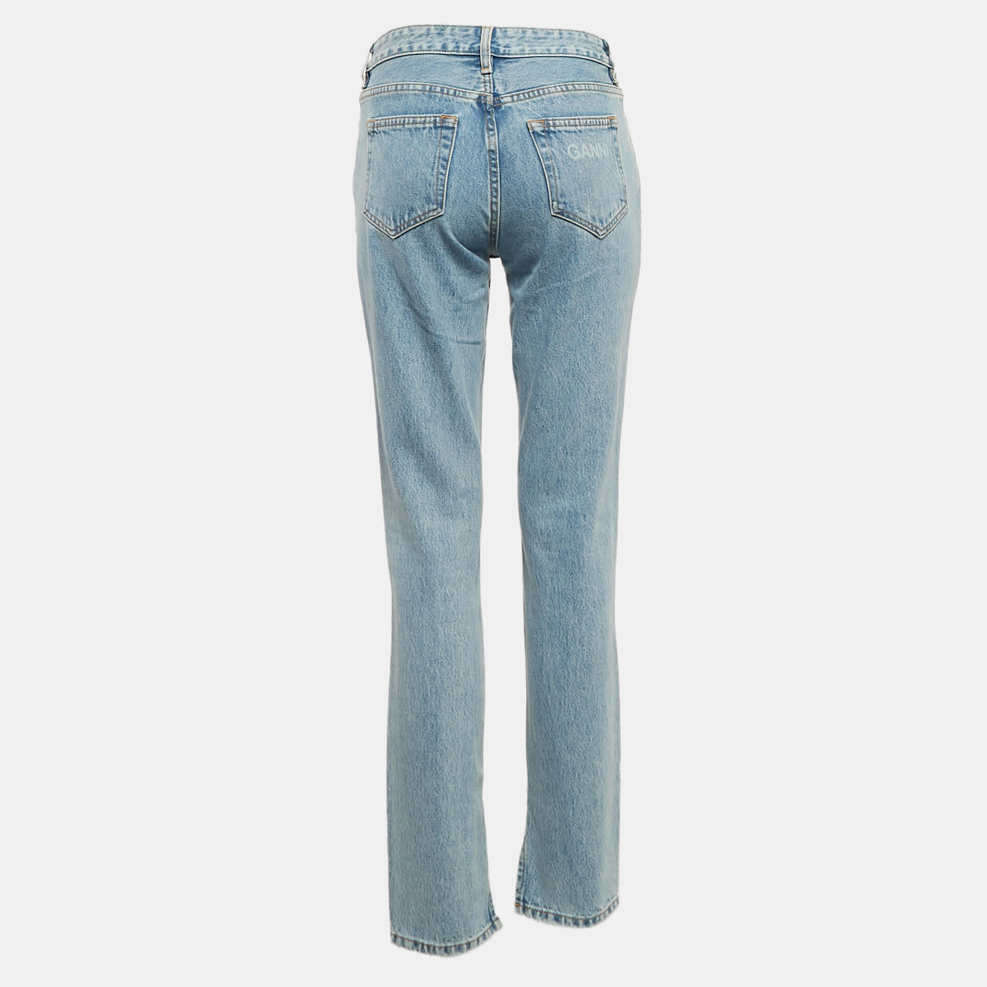 Blue Denim Straight Leg Jeans S Waist 25"