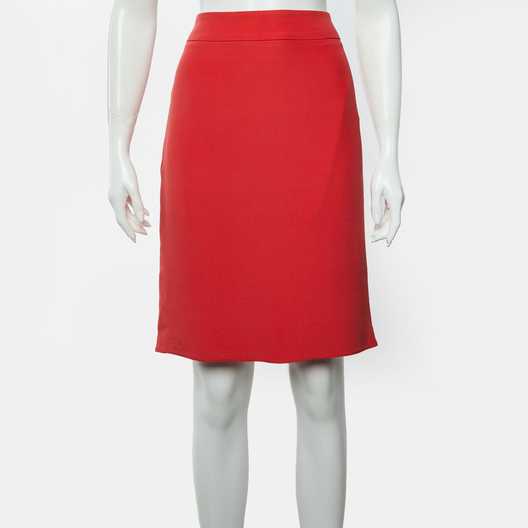 Armani Collezioni Red Crepe Knee Length Skirt