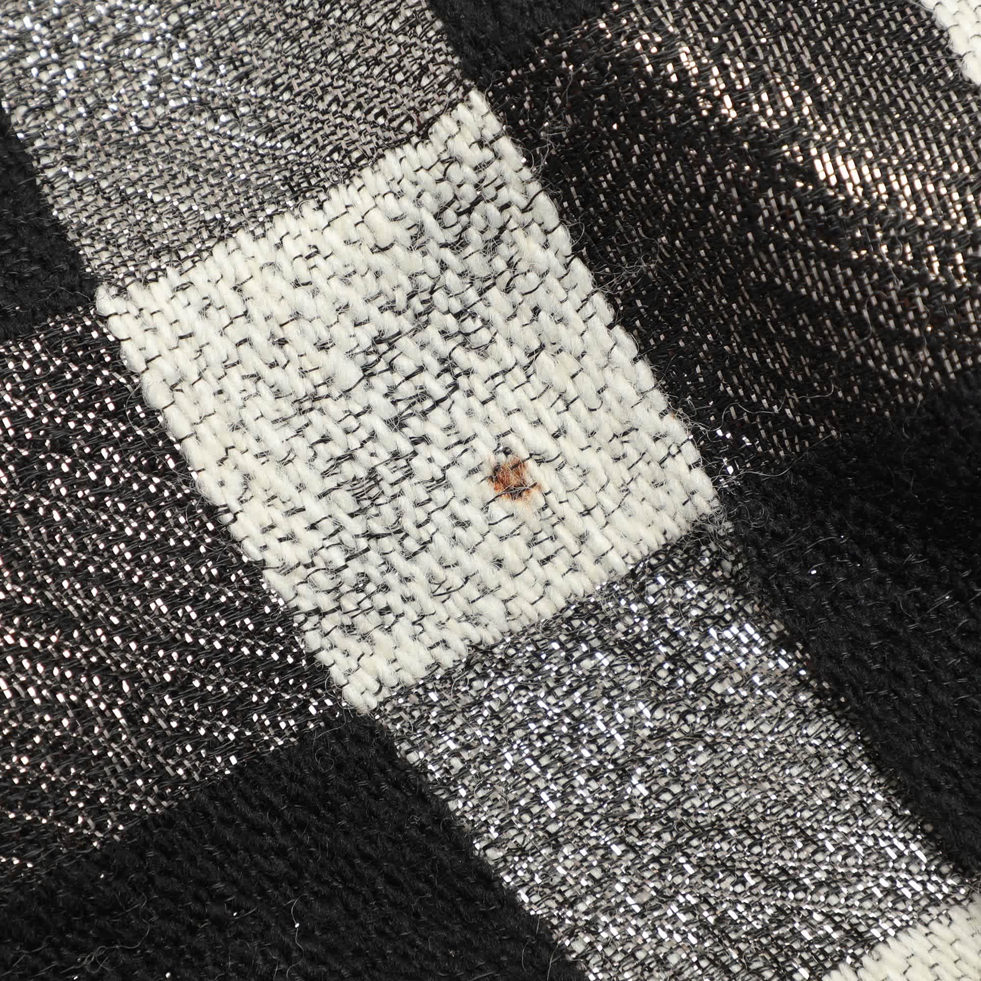 WHITE* Black/white Checkered Lurex Blend Midi Skirt