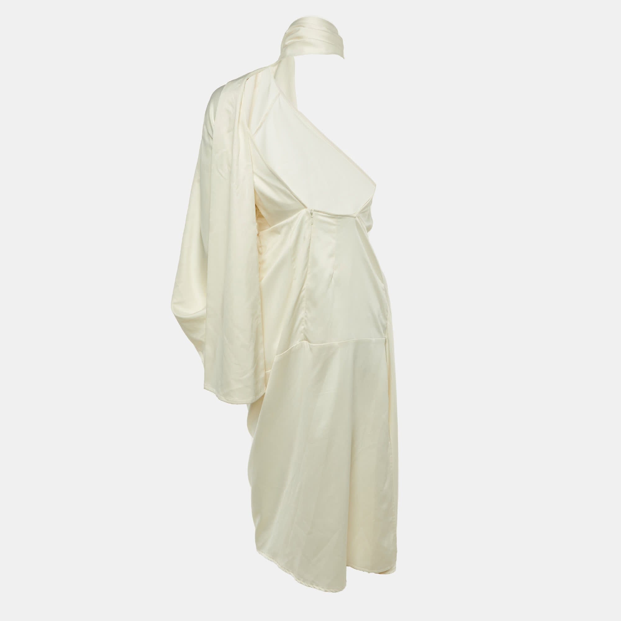 ONE Ivory Satin Sorina One Shoulder Dress