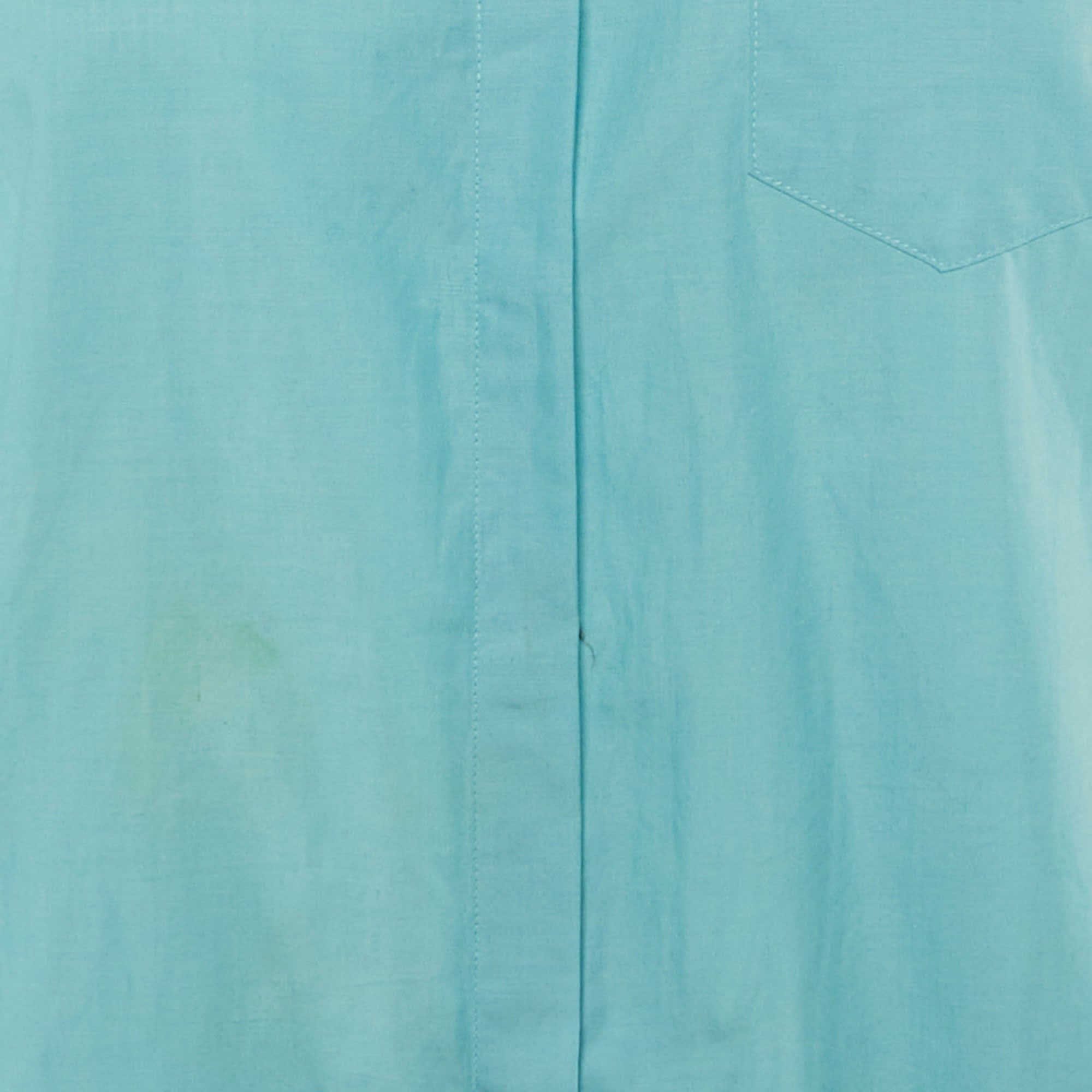 Blue Cotton Button Front Shirt