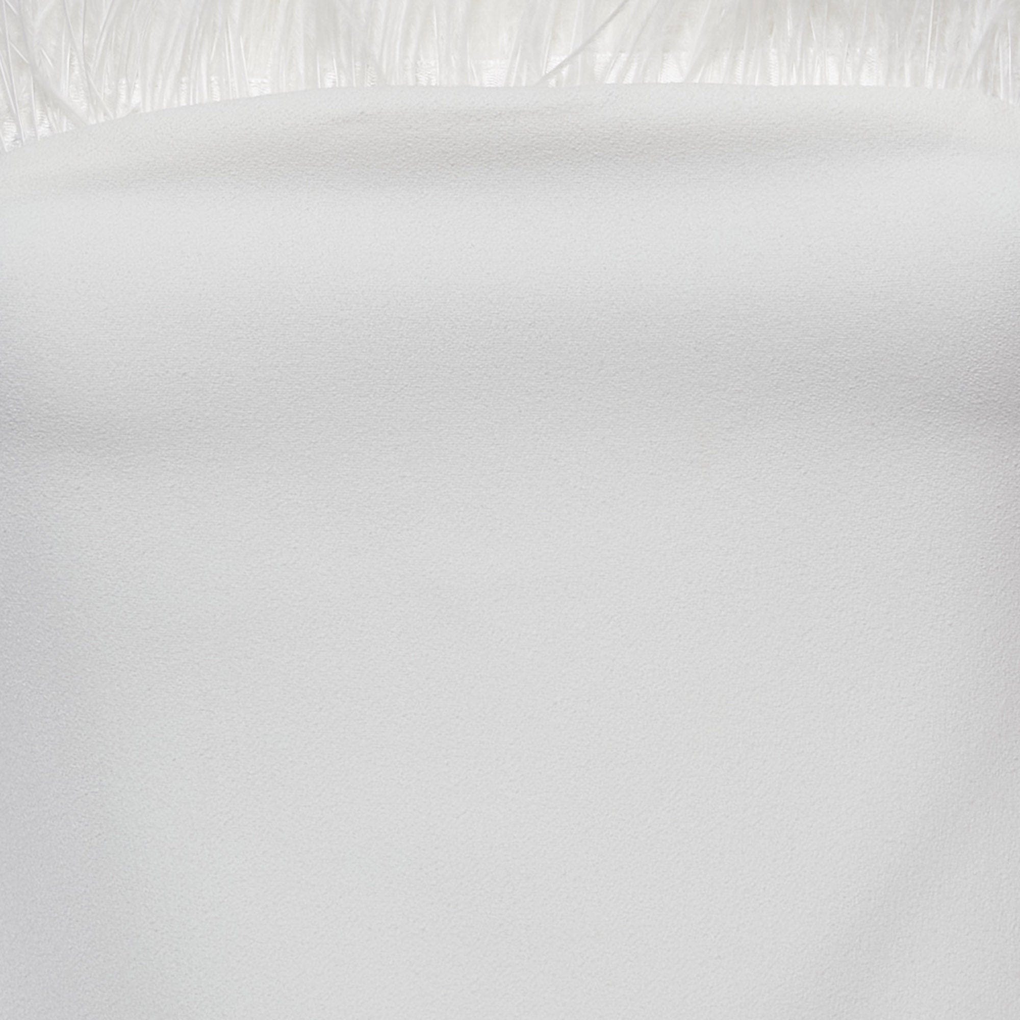 Elliatt Ivory/white Crepe Feather Detail Harley Midi Dress