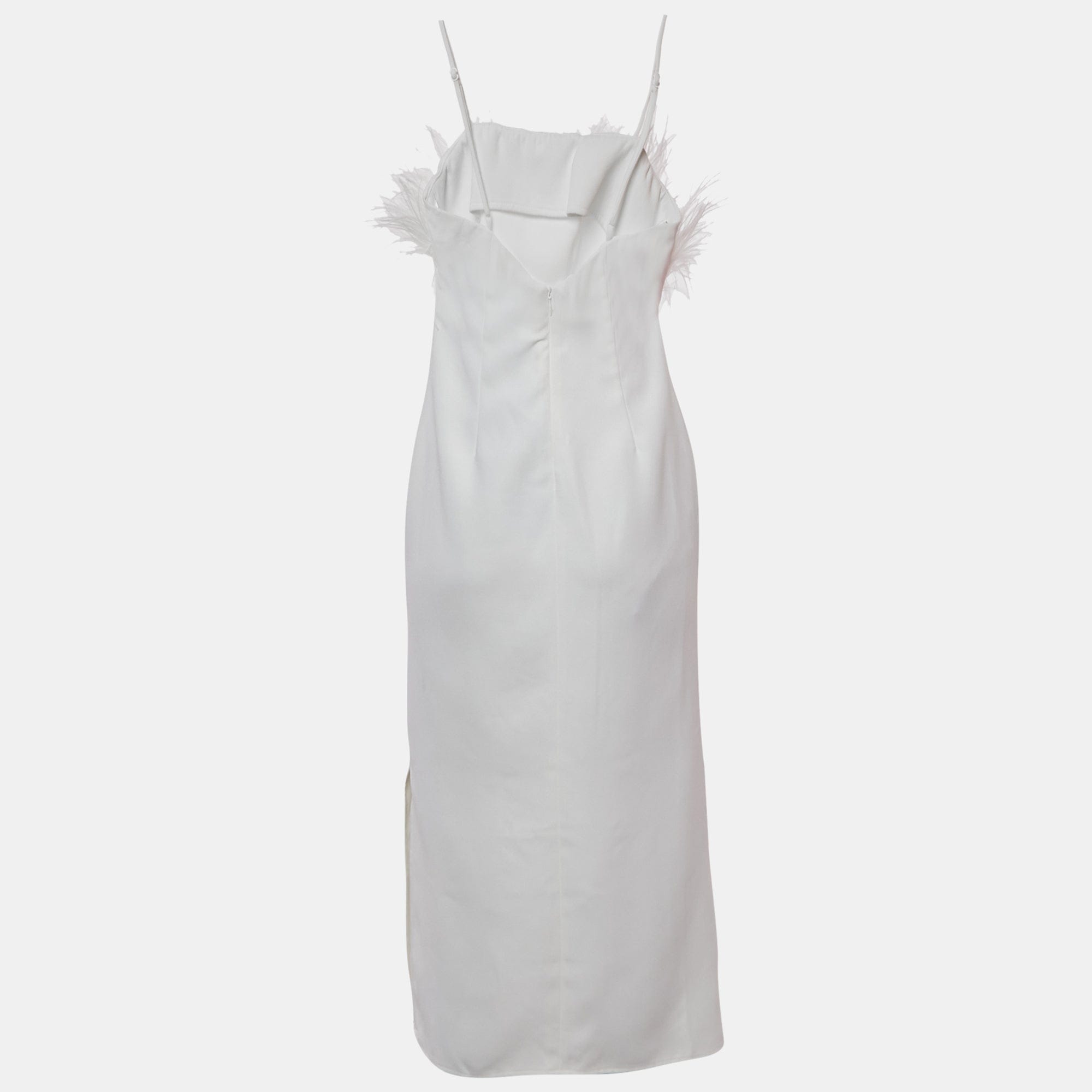 Elliatt Ivory/white Crepe Feather Detail Harley Midi Dress