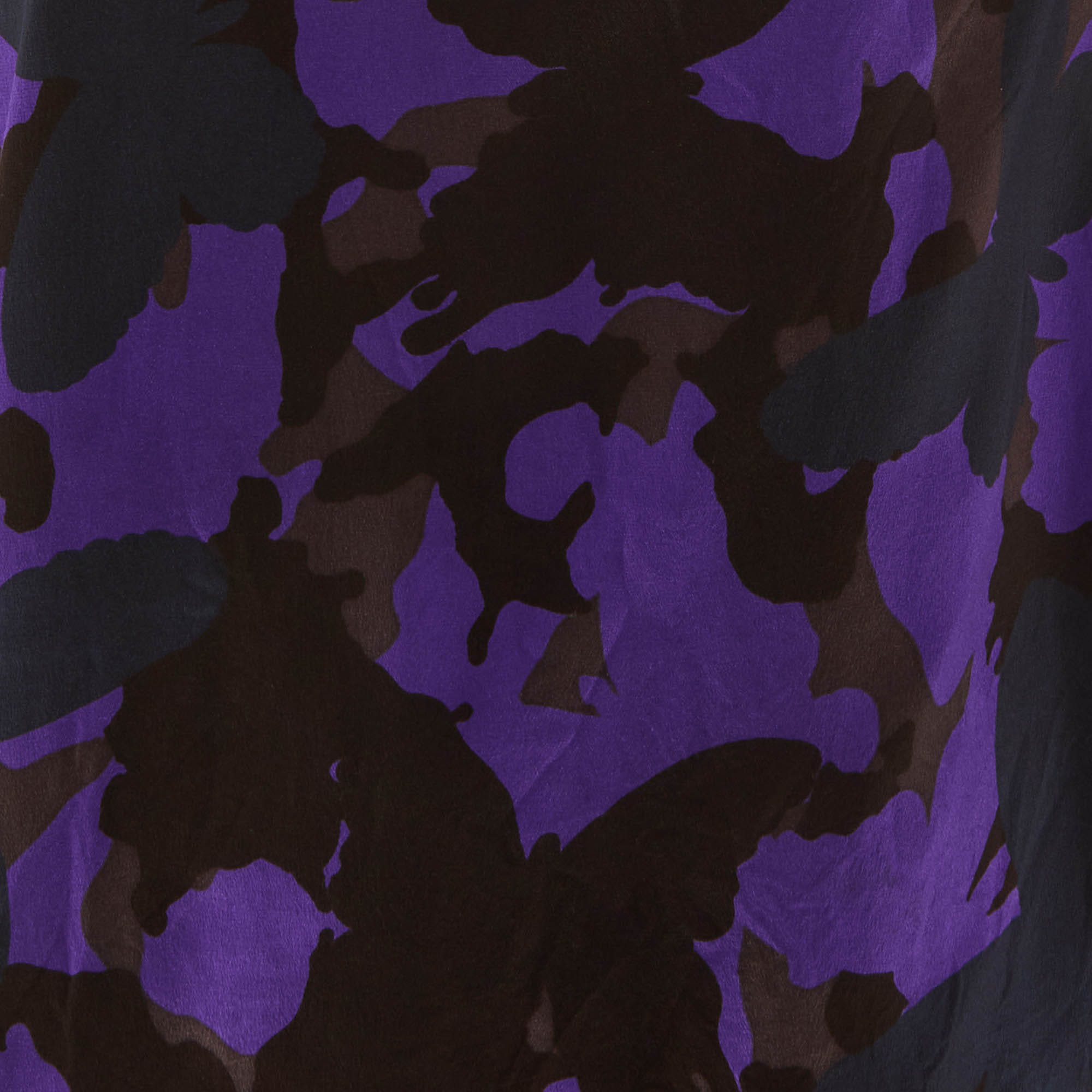 BUTTERFLY Purple Butterfly Print Silk Knee Length Dress