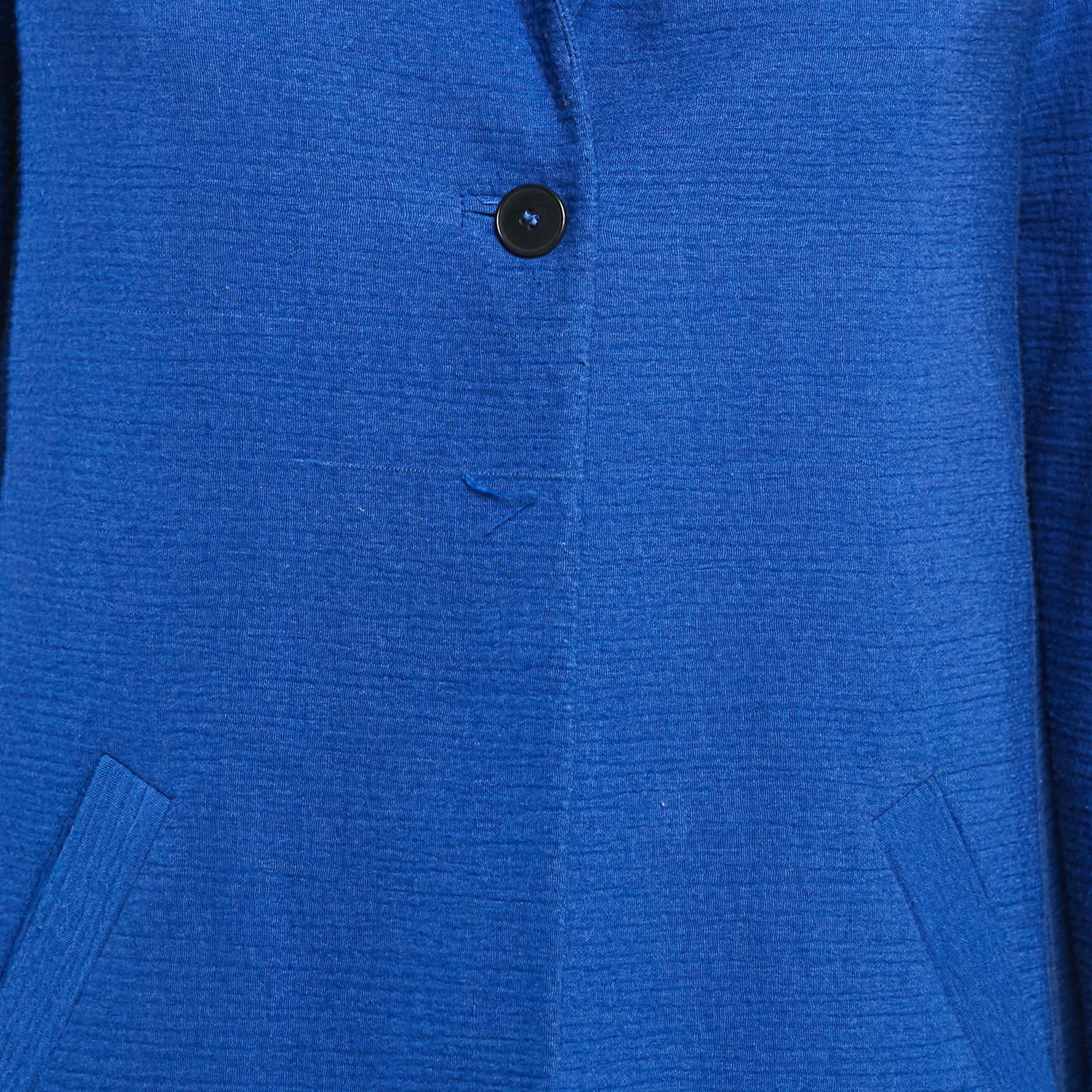 BLEND Navy Blue Textured Cotton Blend Overcoat