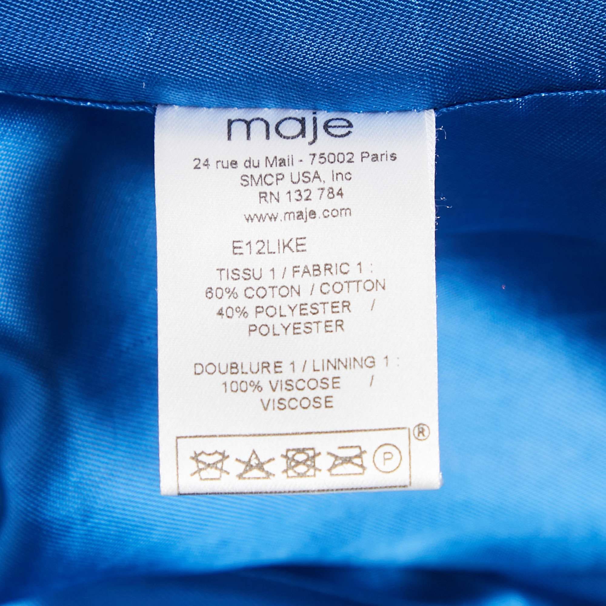BLEND Navy Blue Textured Cotton Blend Overcoat