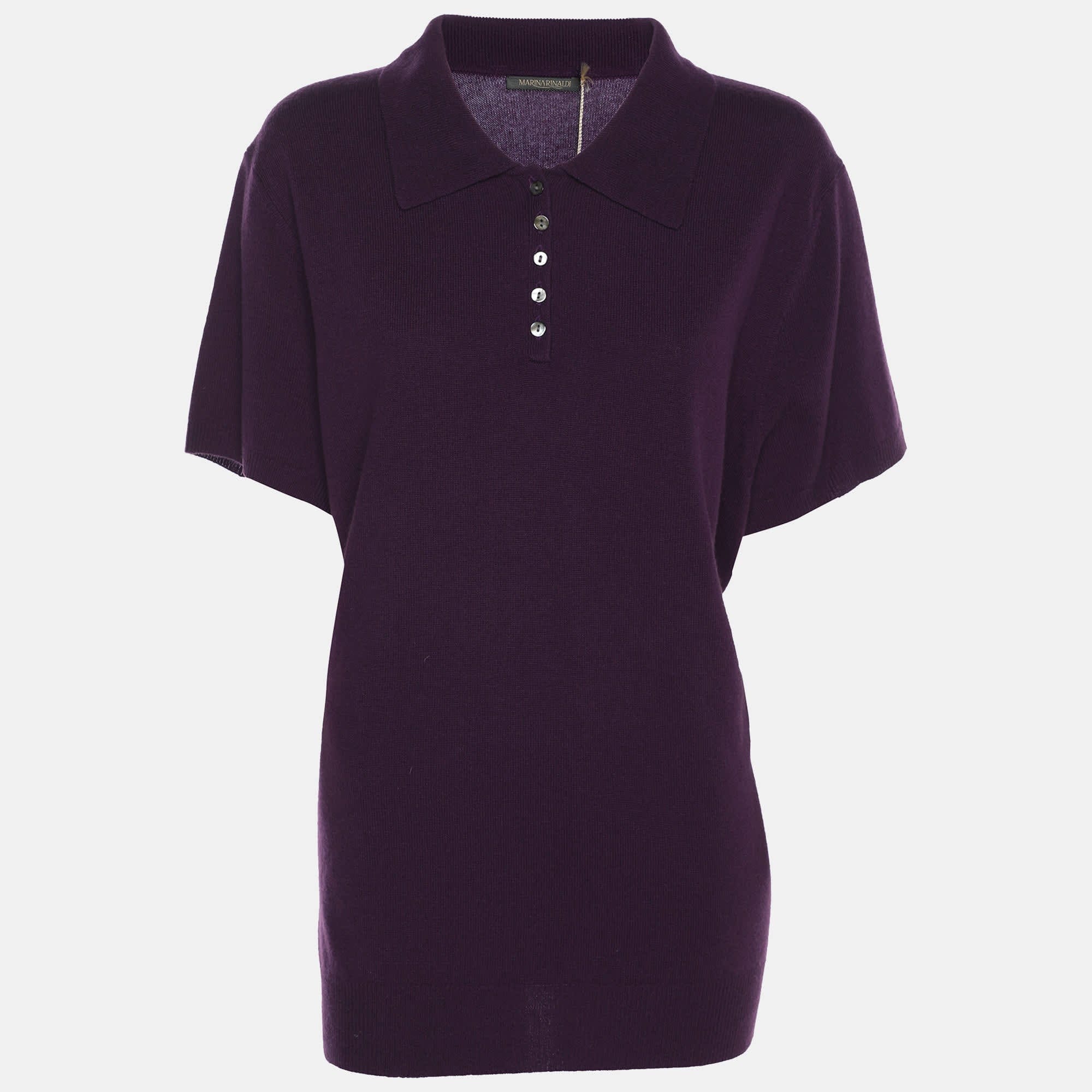 Marina Rinaldi Purple Stretch Knit Short Sleeve Sweatshirt