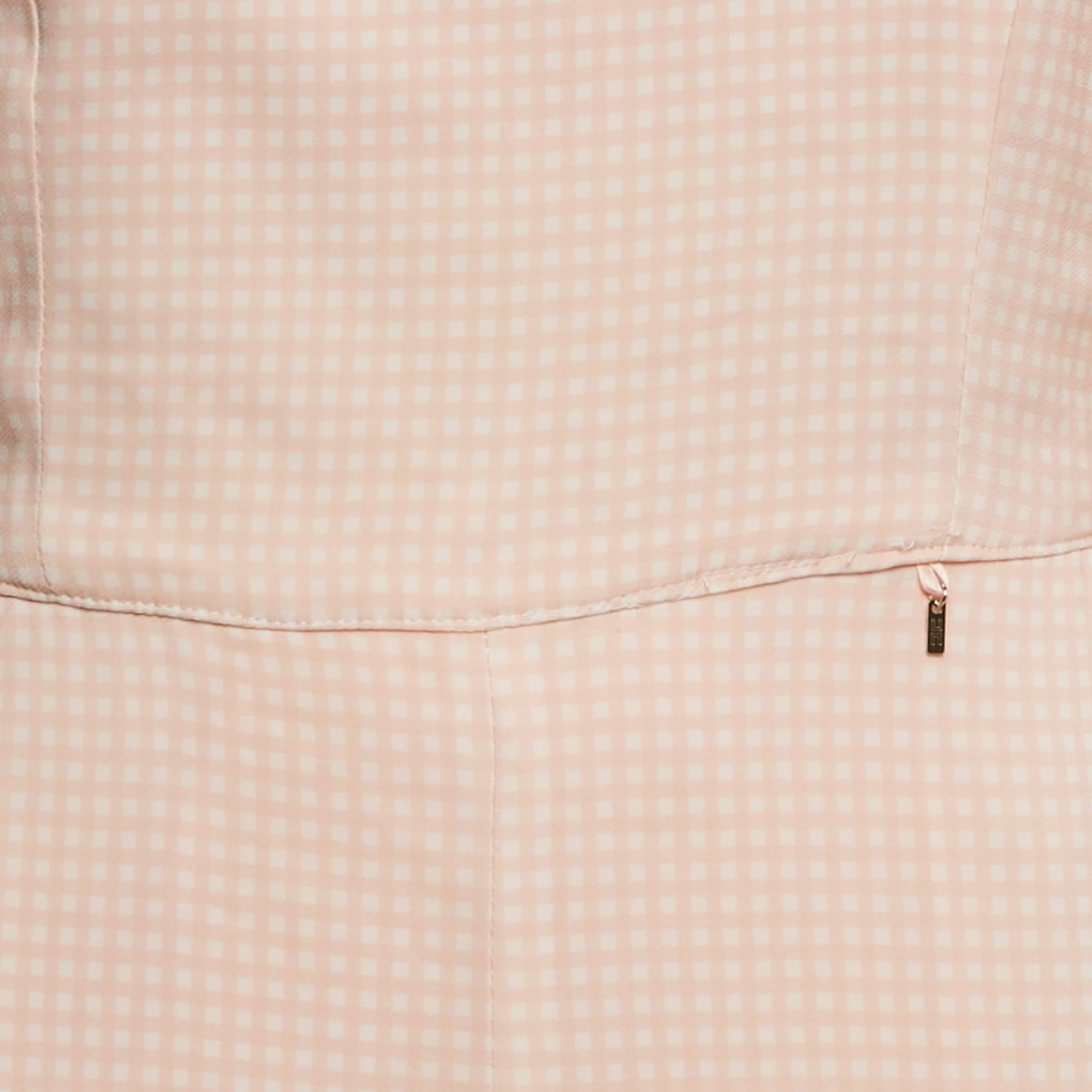 ONE Peach Gingham Cotton Ruffled One Shoulder Jumpsuit