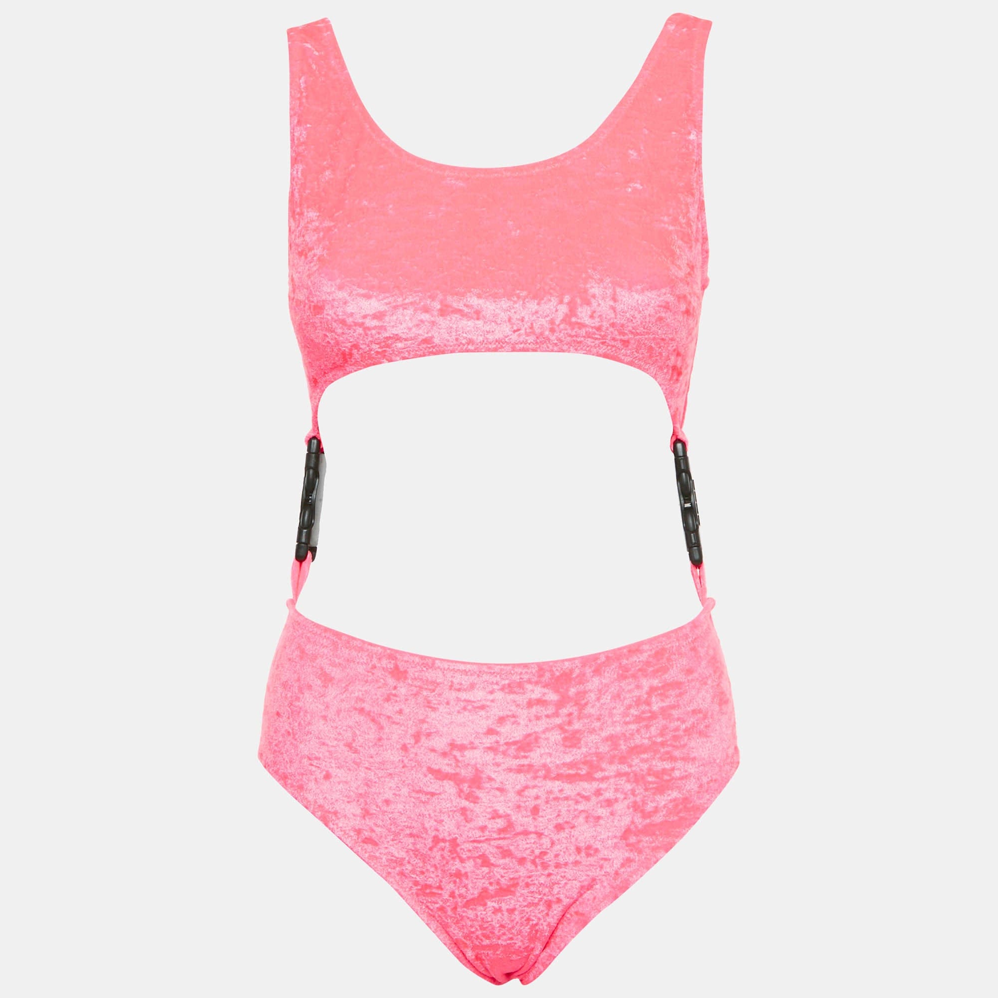 Velvet Pink Velvet Cut - Out Buckle Detail Swimsuit