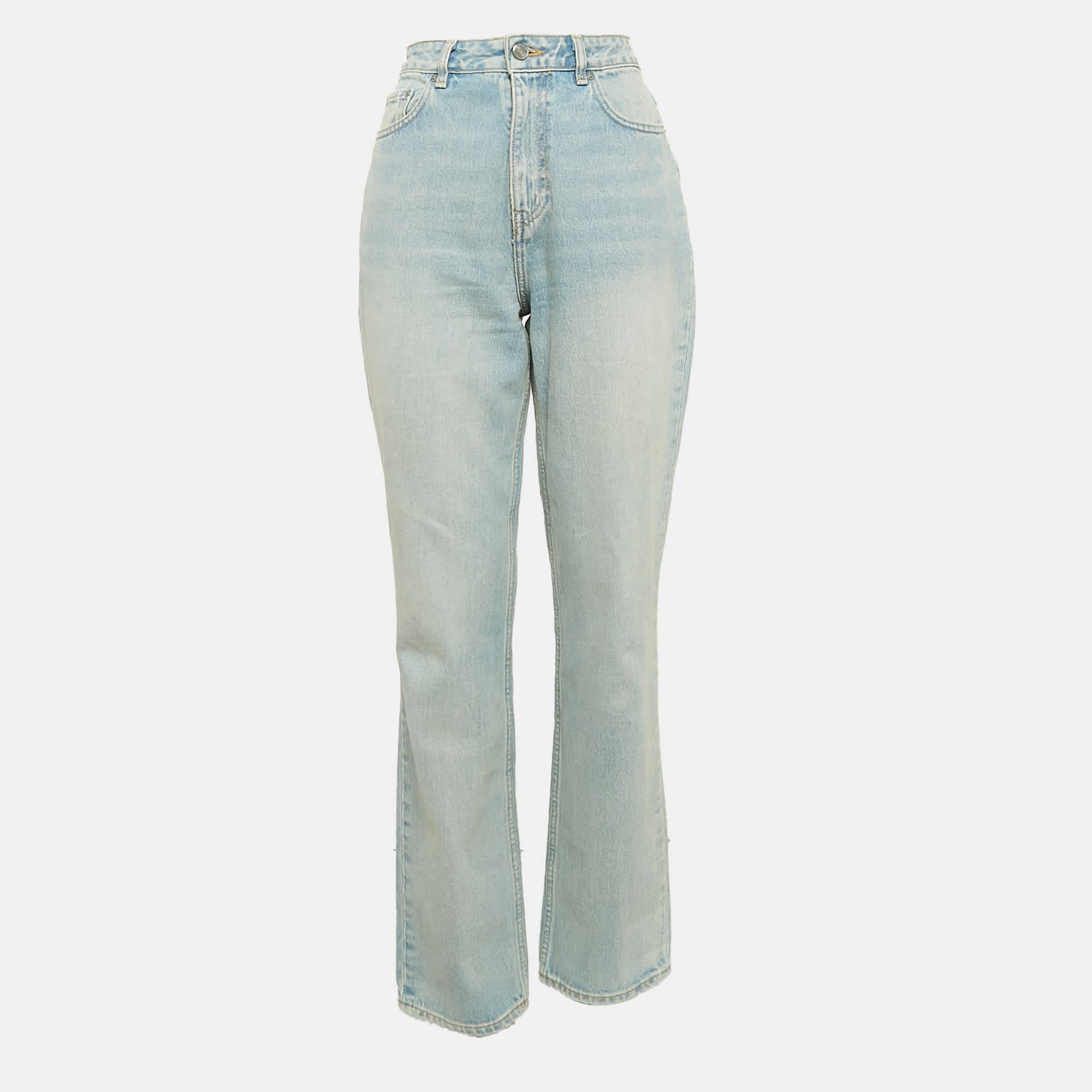 Blue Light Blue Denim Straight Leg Jeans M Waist 29"