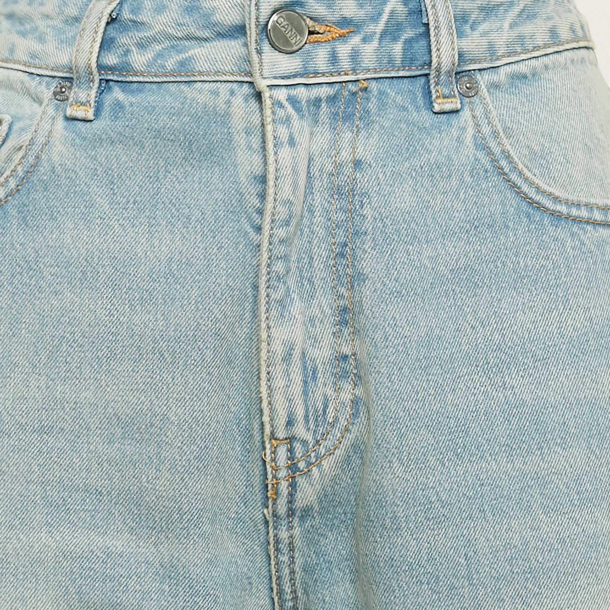 Blue Light Blue Denim Straight Leg Jeans M Waist 29"