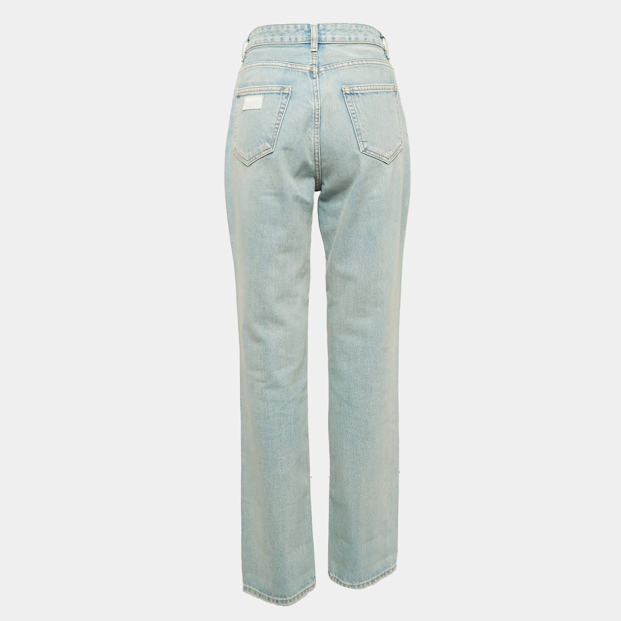 Blue Light Blue Denim Straight Leg Jeans M Waist 29"