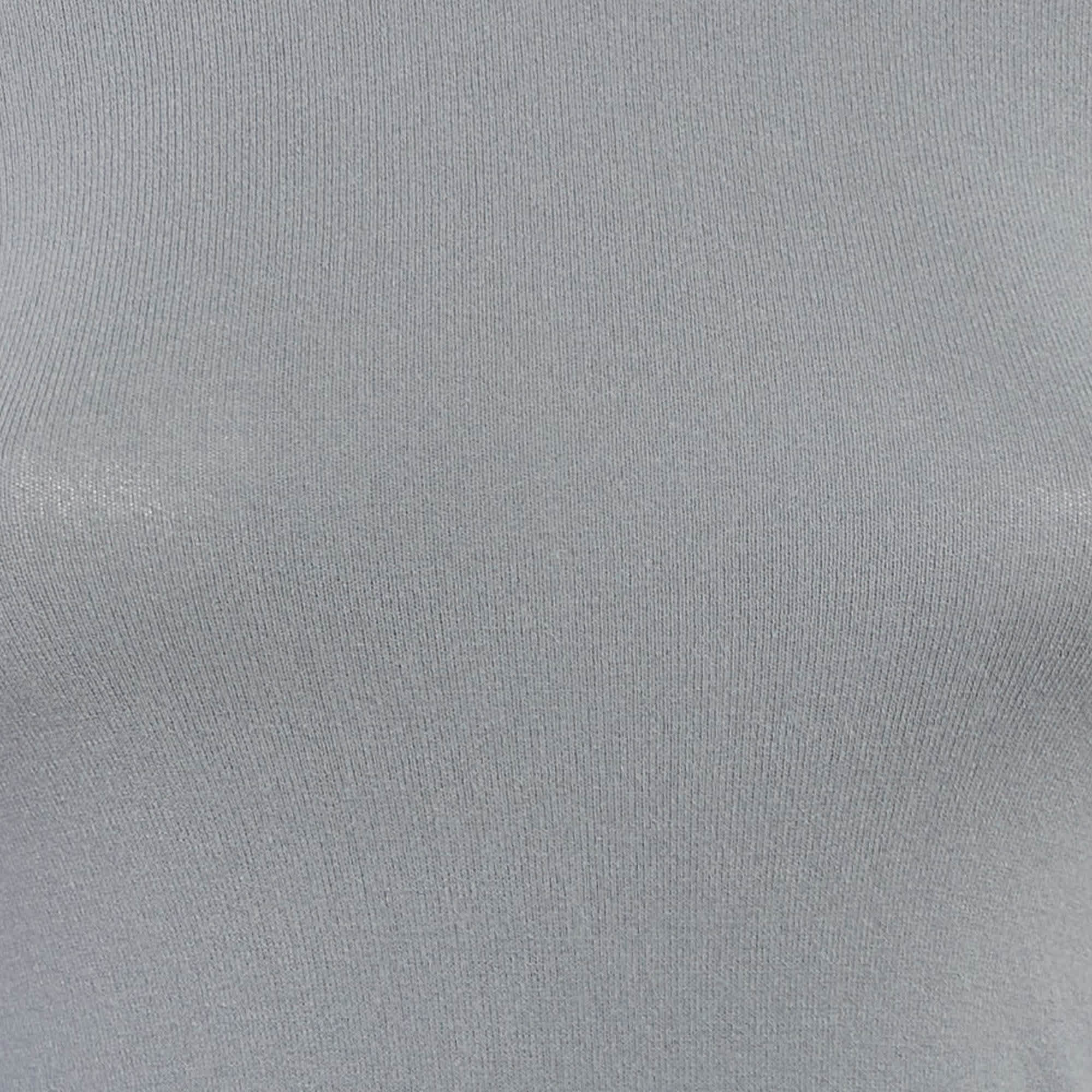 M Missoni Grey Stretch Knit Crewneck Sweatshirt