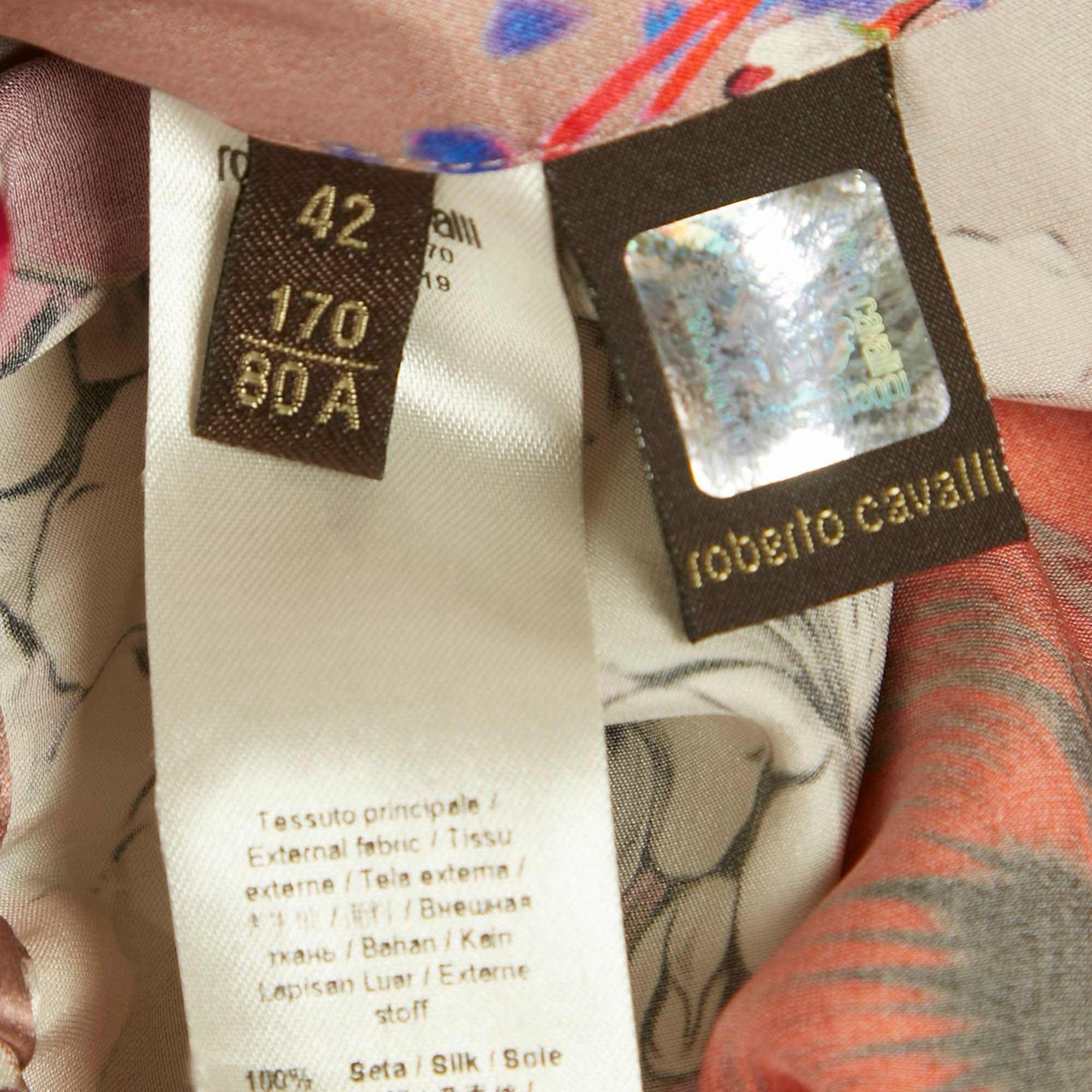 SILK Multicolor Floral Print Silk Straight Leg Pants