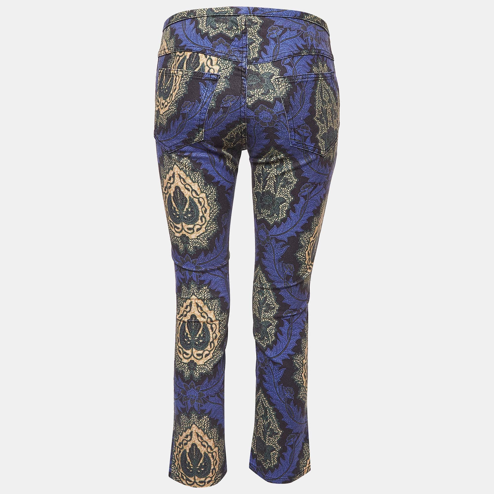 Etoile Purple Floral Print Cotton Lace - Up Trousers