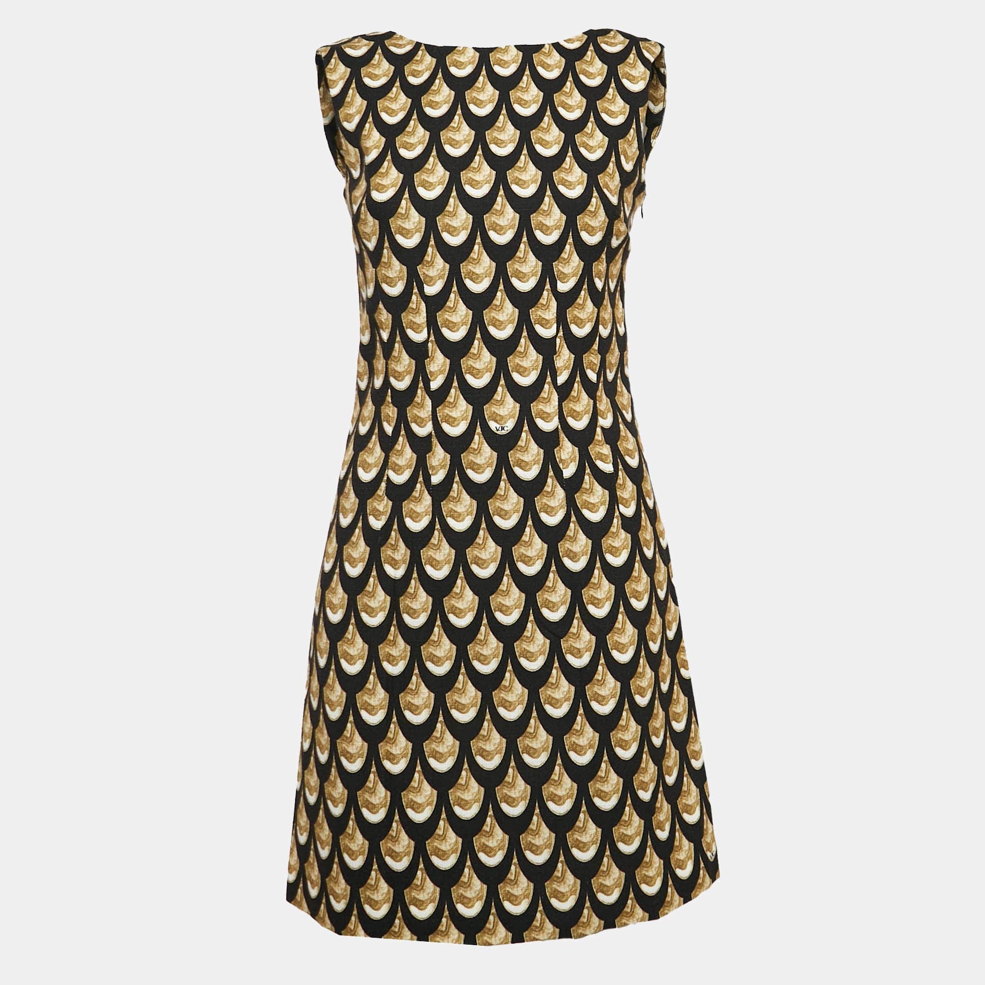 COUTURE Jeans Couture Black Printed Cotton Blend Sleeveless Mini Dress