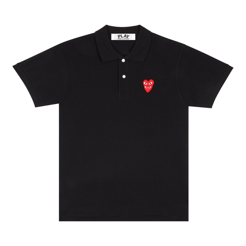 Comme des Garçons PLAY Double Heart Polo Black