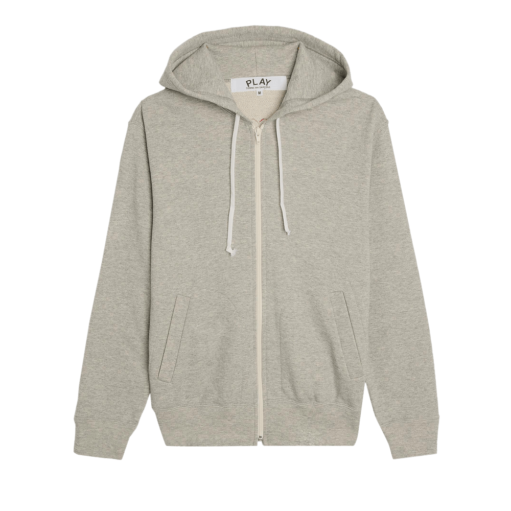 Comme des Garçons PLAY Heart Back Emblem Hooded Zip Up Grey
