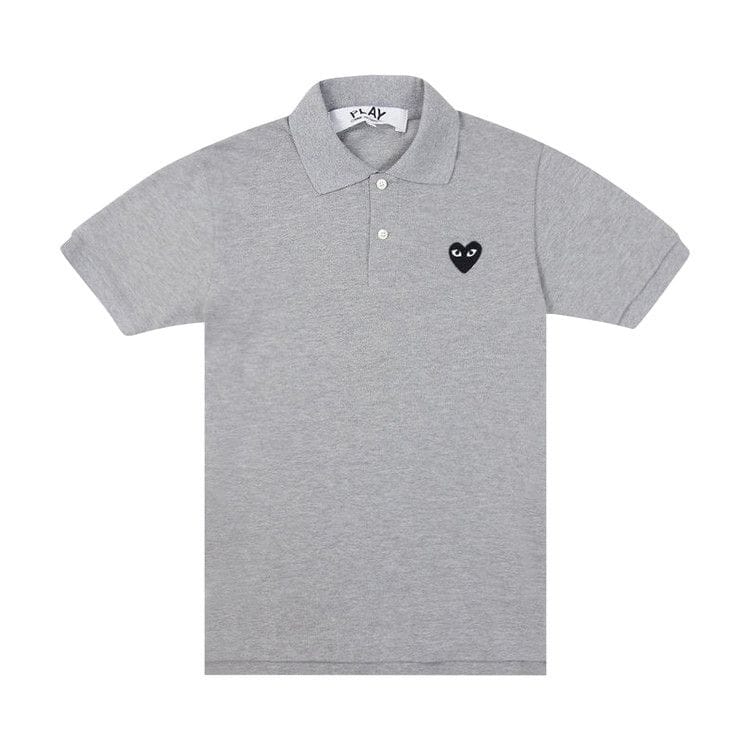 Comme des Garçons PLAY Black Emblem Polo Shirt Grey