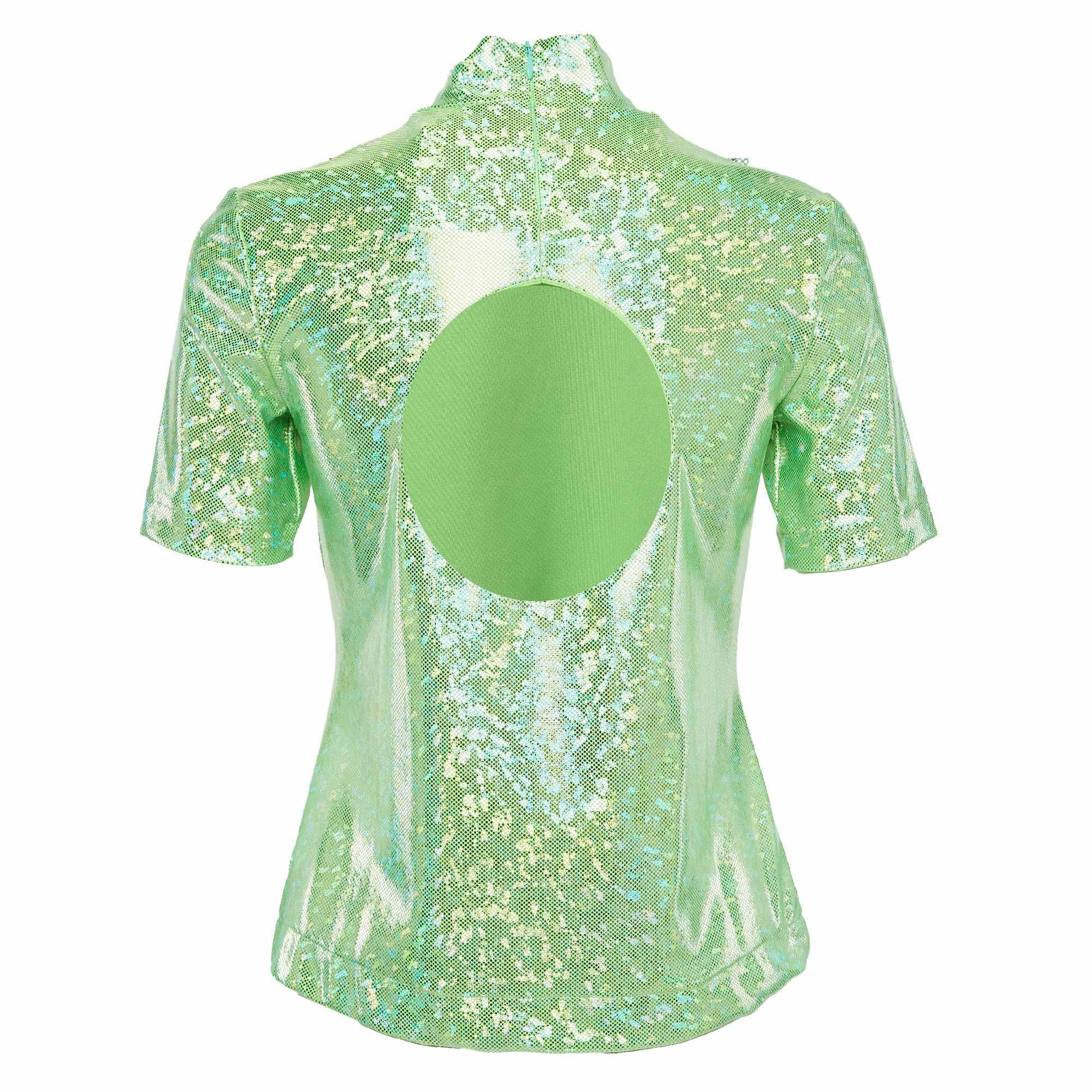 Saks Potts Poison Green Foil Print Jersey Cut - Out Top