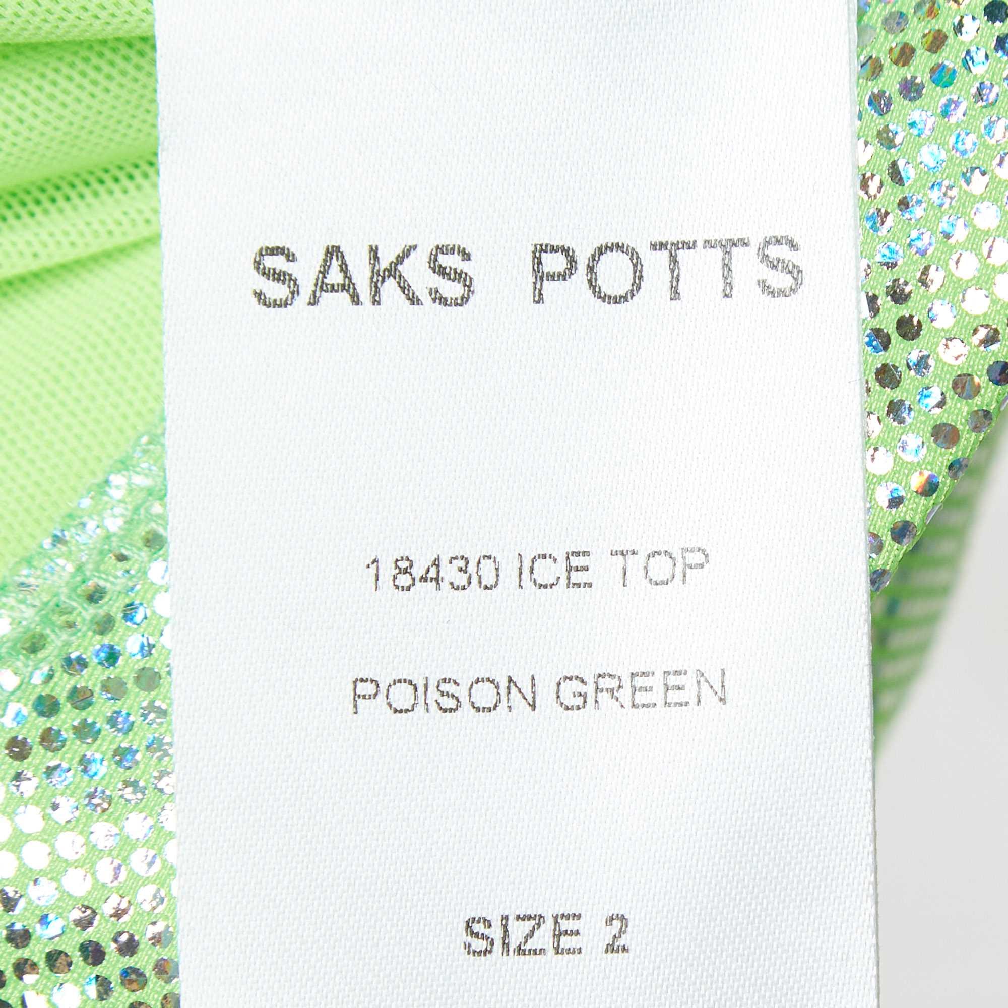 Saks Potts Poison Green Foil Print Jersey Cut - Out Top