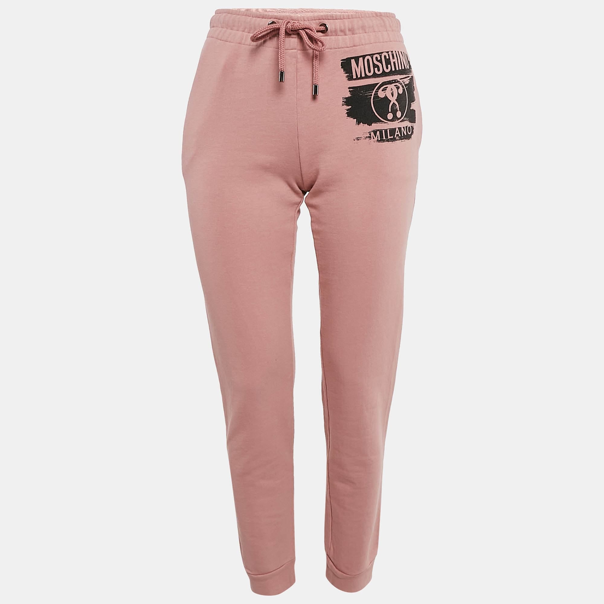 Logo Pink Logo Print Cotton Sweatpants