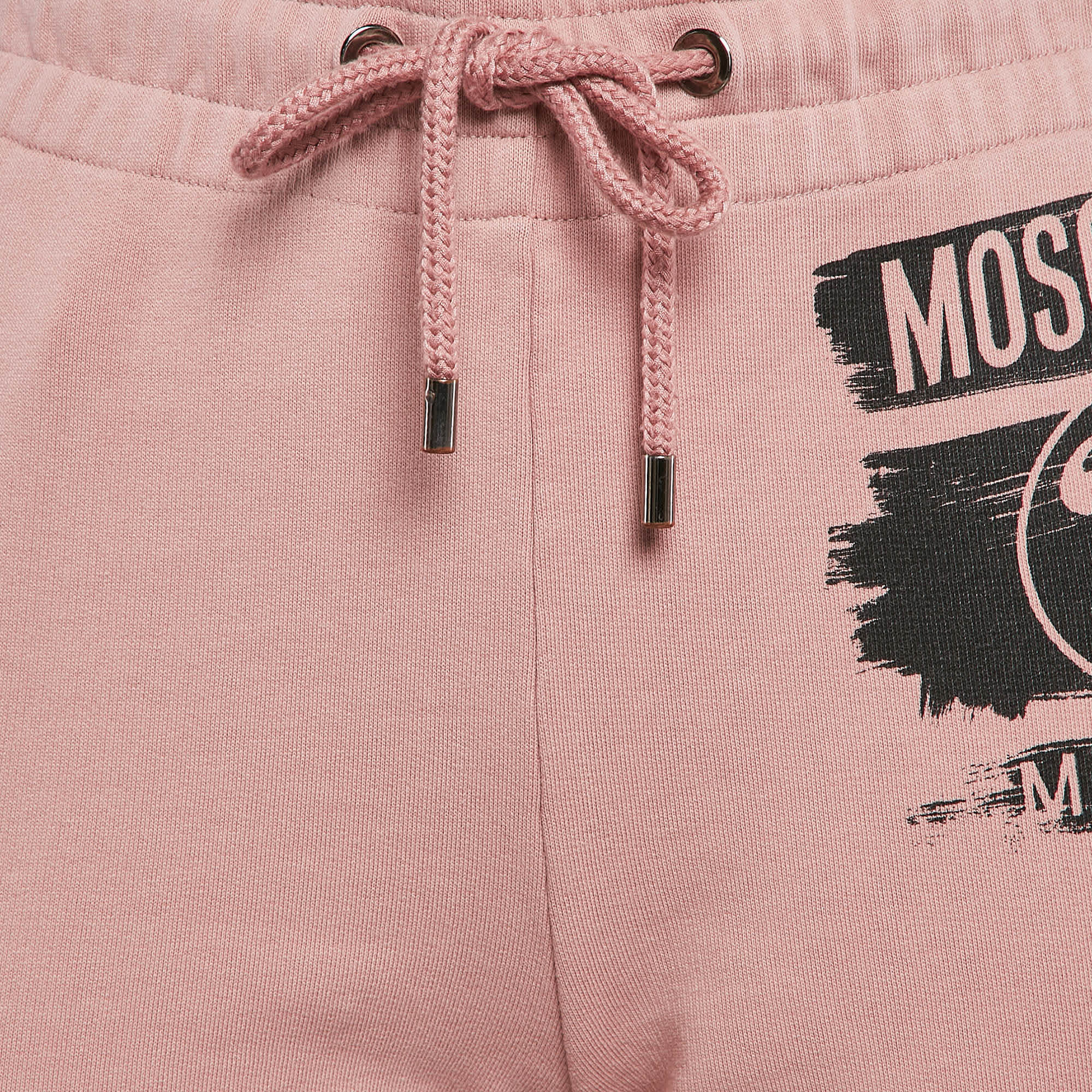Logo Pink Logo Print Cotton Sweatpants