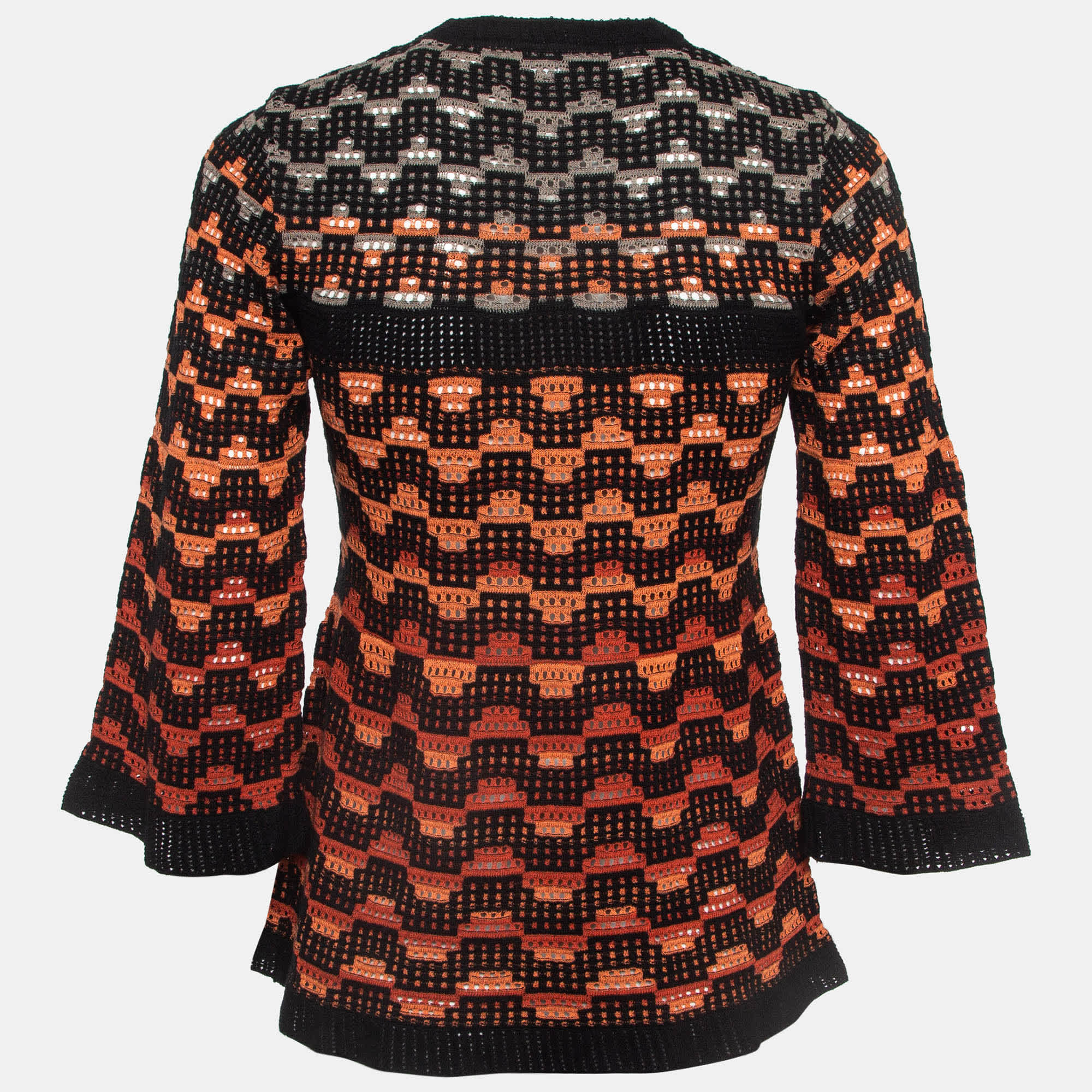 M Missoni Orange Eyelet Knitted Flared Sweatshirt
