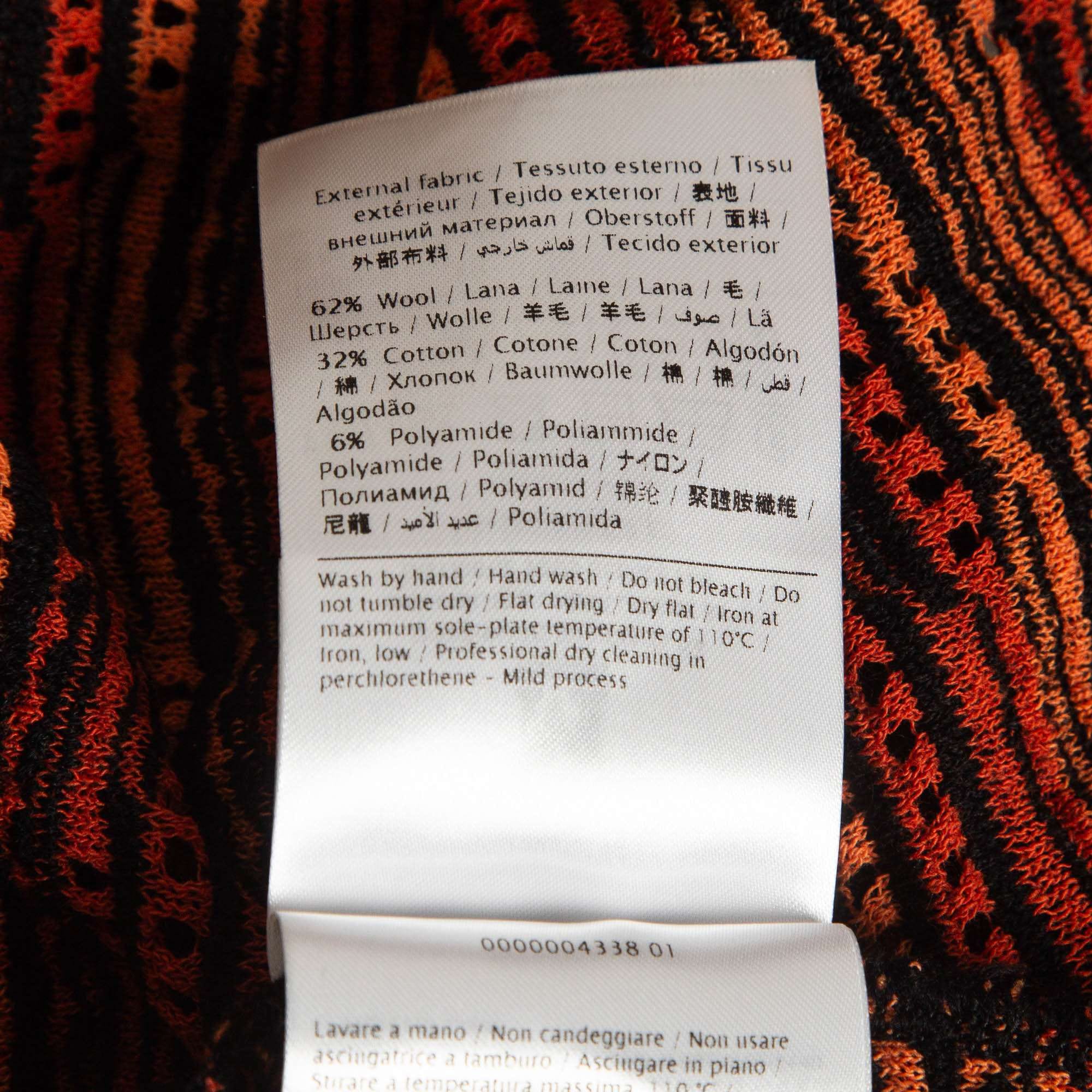 M Missoni Orange Eyelet Knitted Flared Sweatshirt