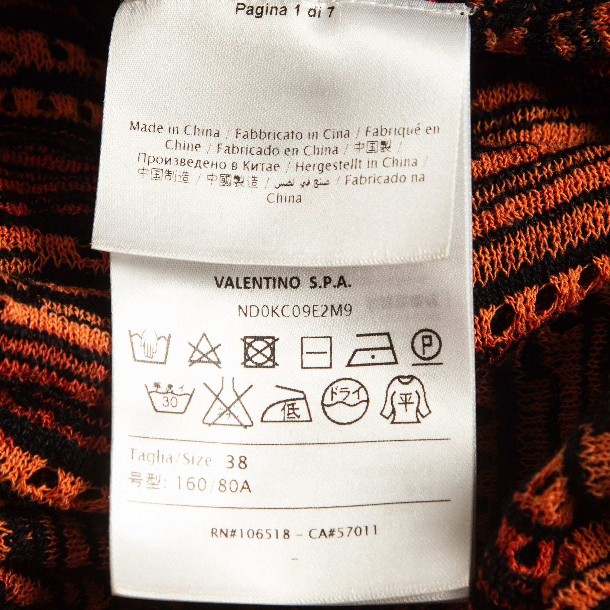 M Missoni Orange Eyelet Knitted Flared Sweatshirt