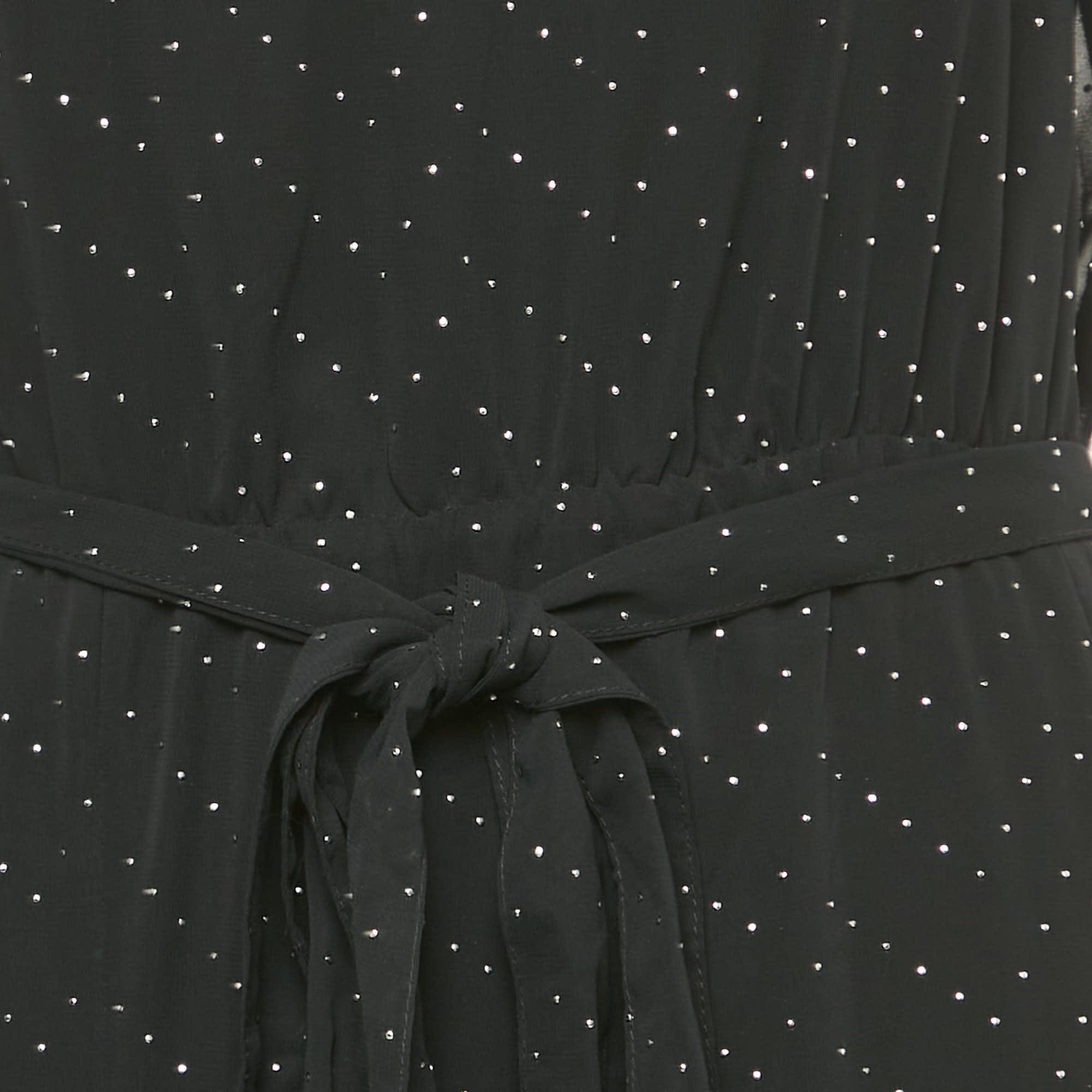ONE Black Embellished One Shoulder Crepe Maxi Dress